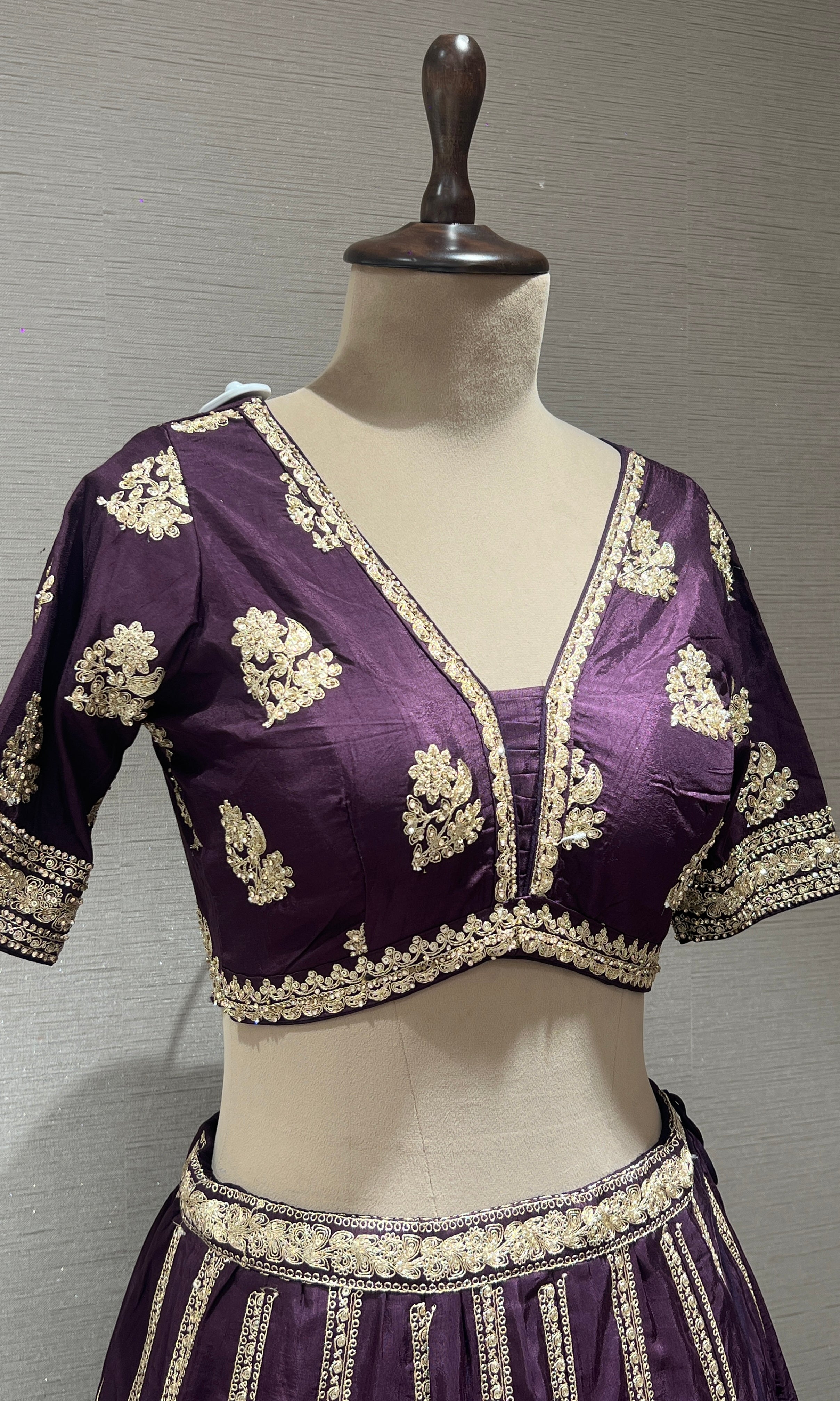 Wine Lehenga with Heavy Zari Embroidery