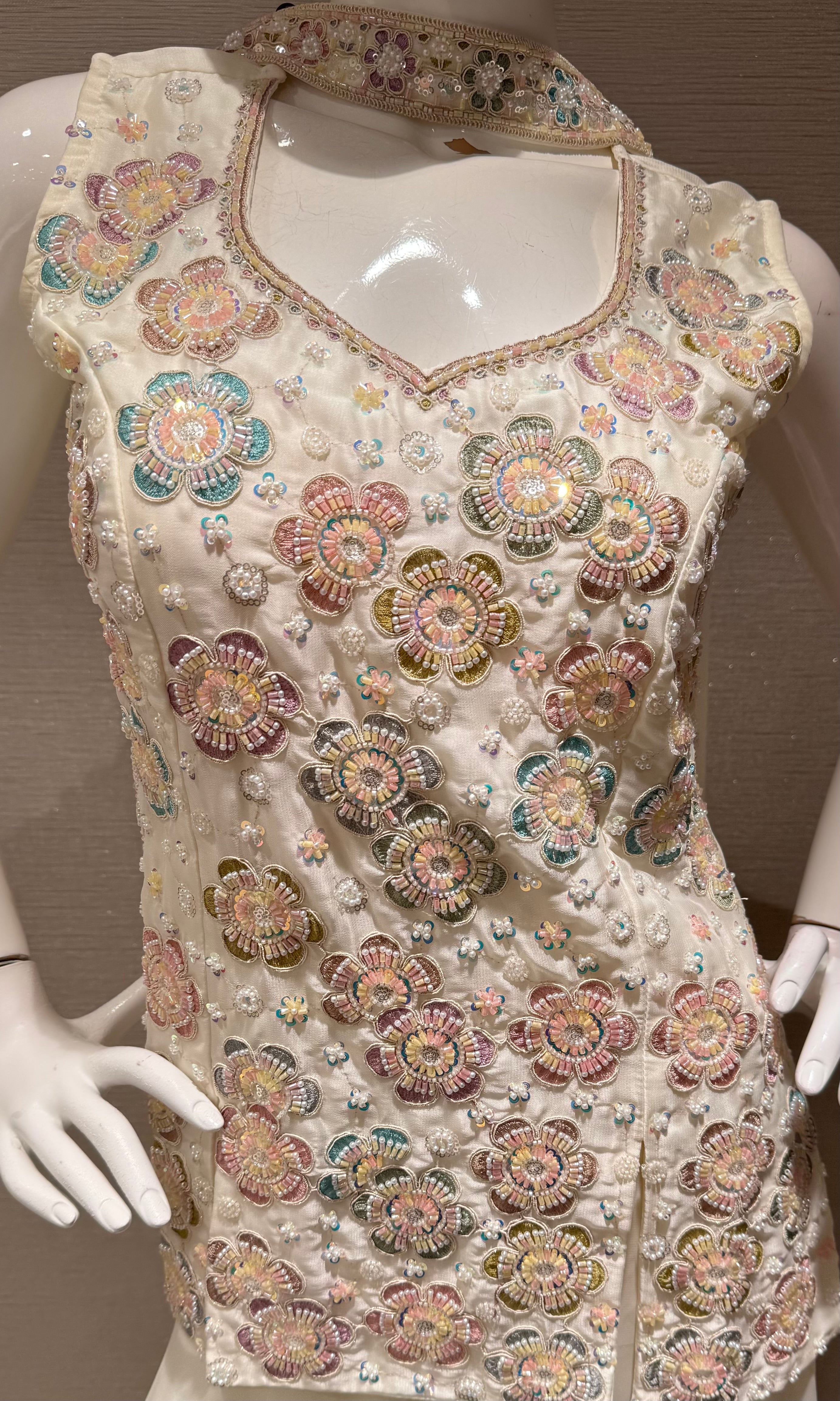White floral peplum palazzo set