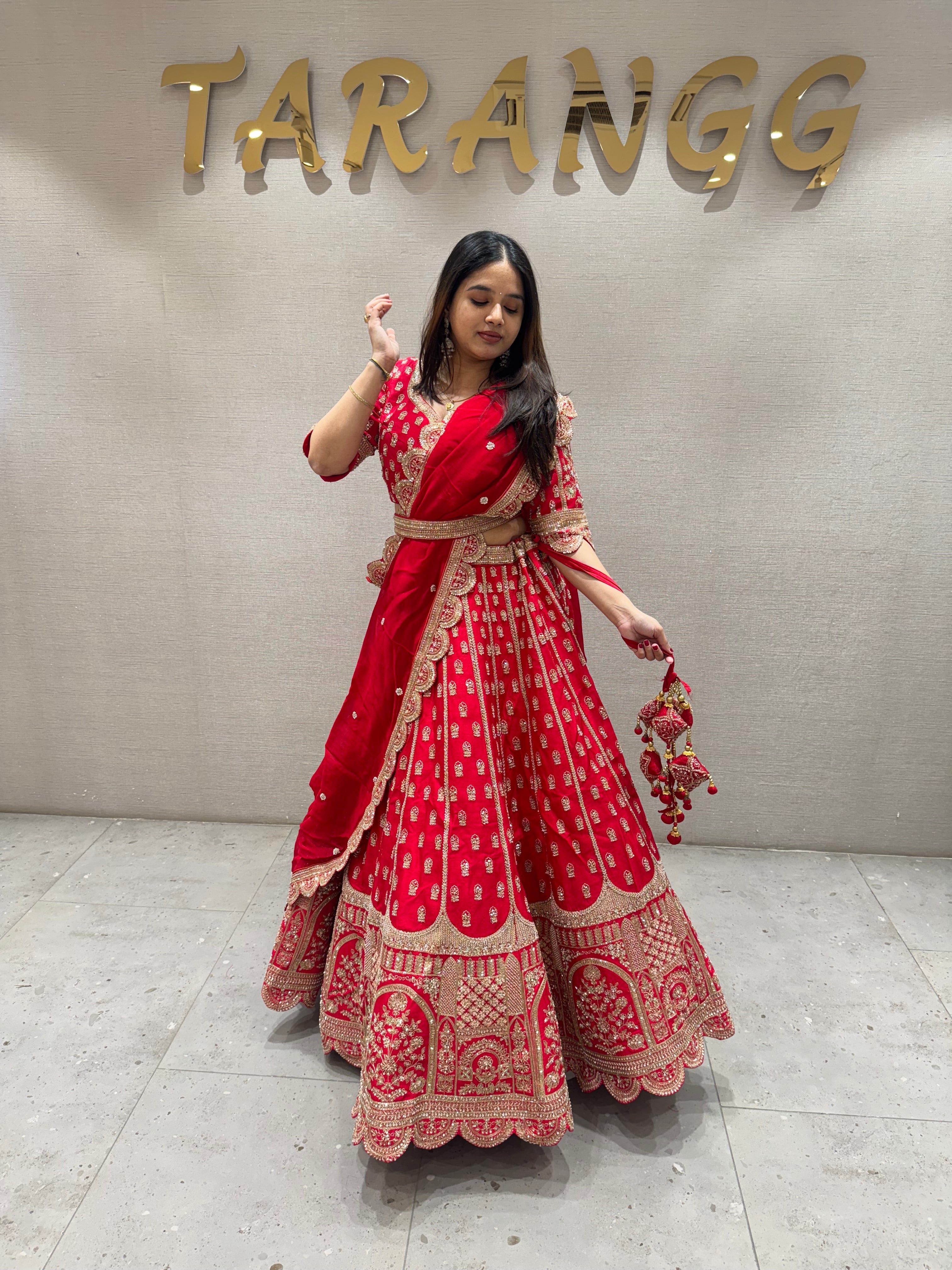 Royal Red lehenga with gold embroidery