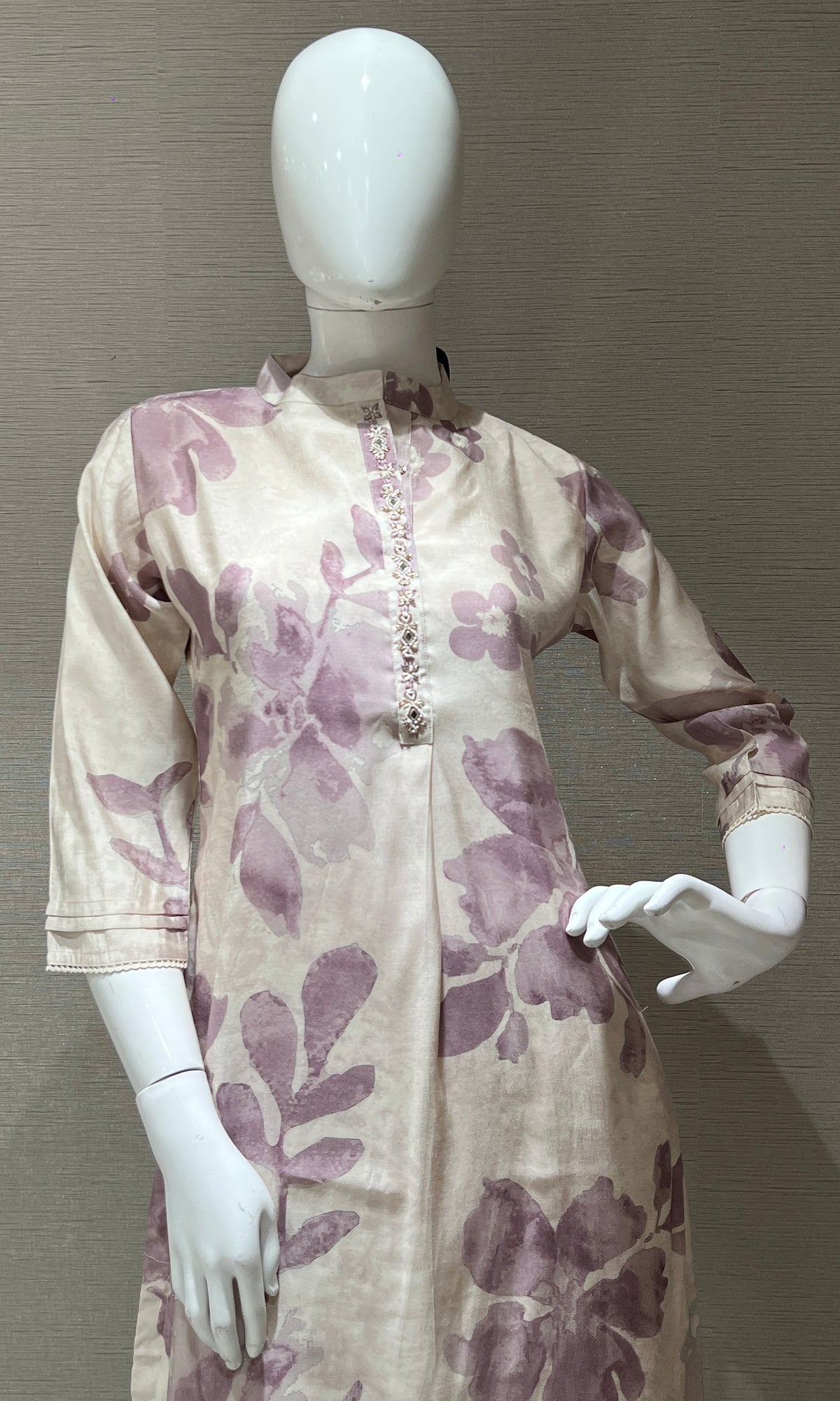 white and lavender floral Kurti top