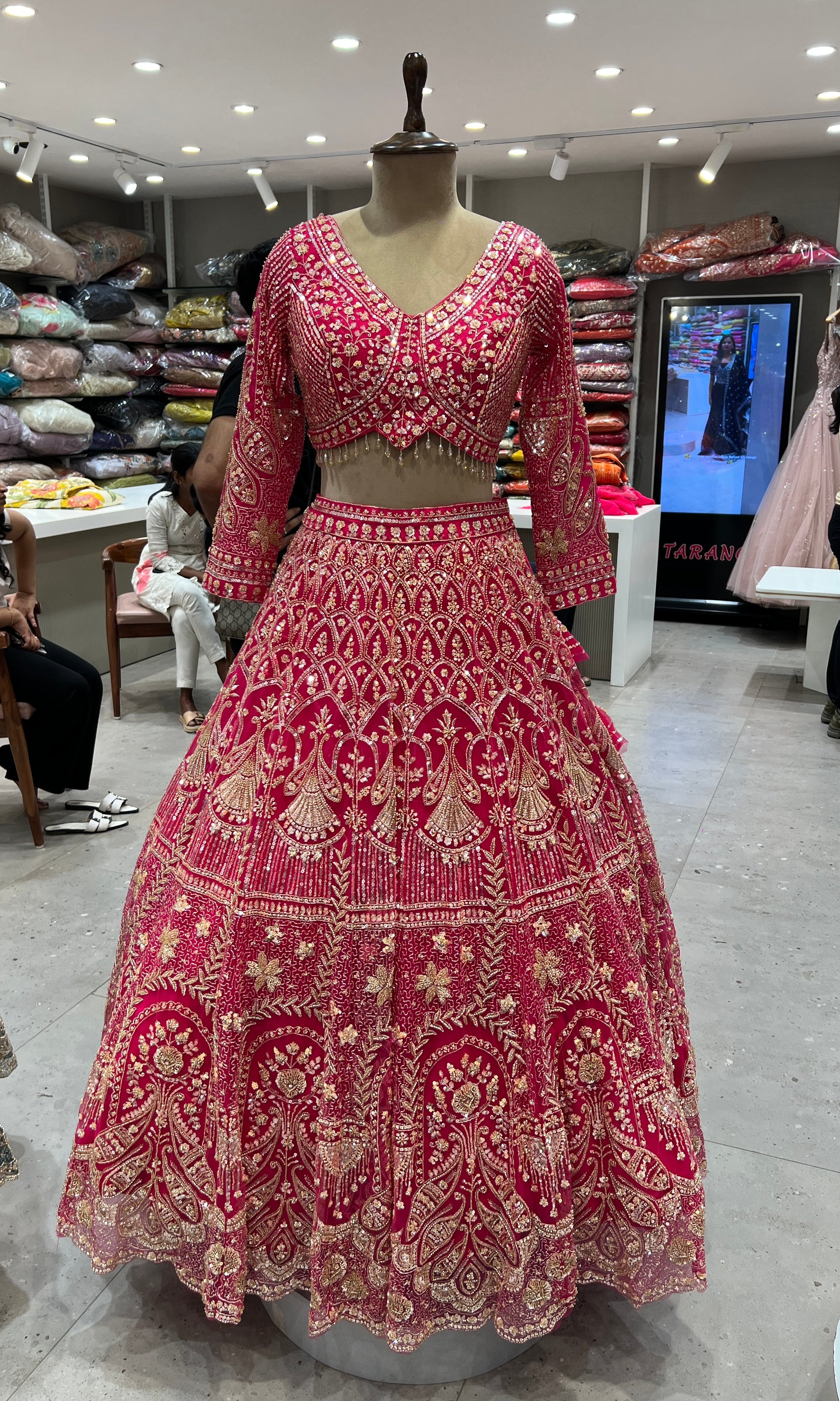 Pink GOLDEN EMBROIDERED LEHENGA