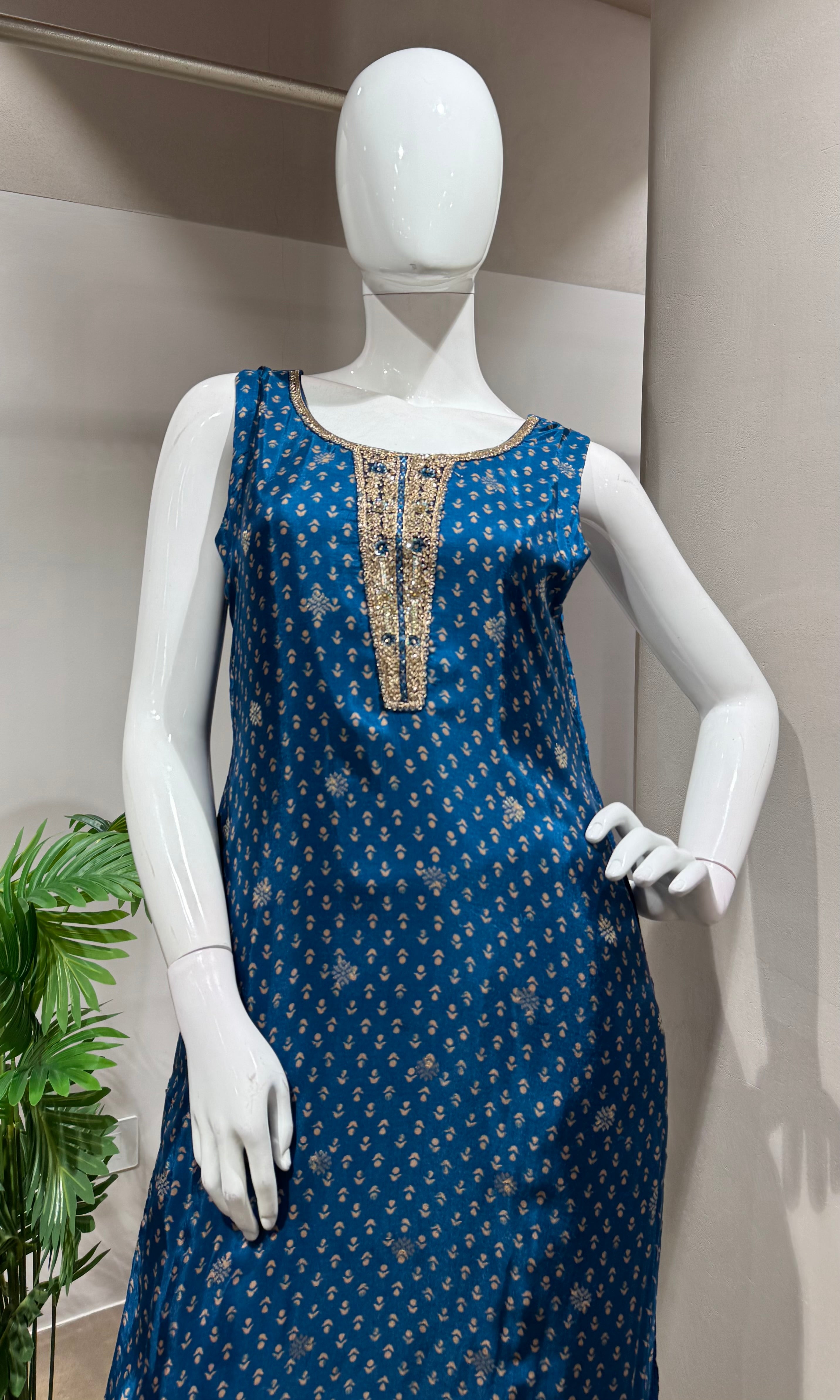 RAMA Blue Embroidered KURTA Set