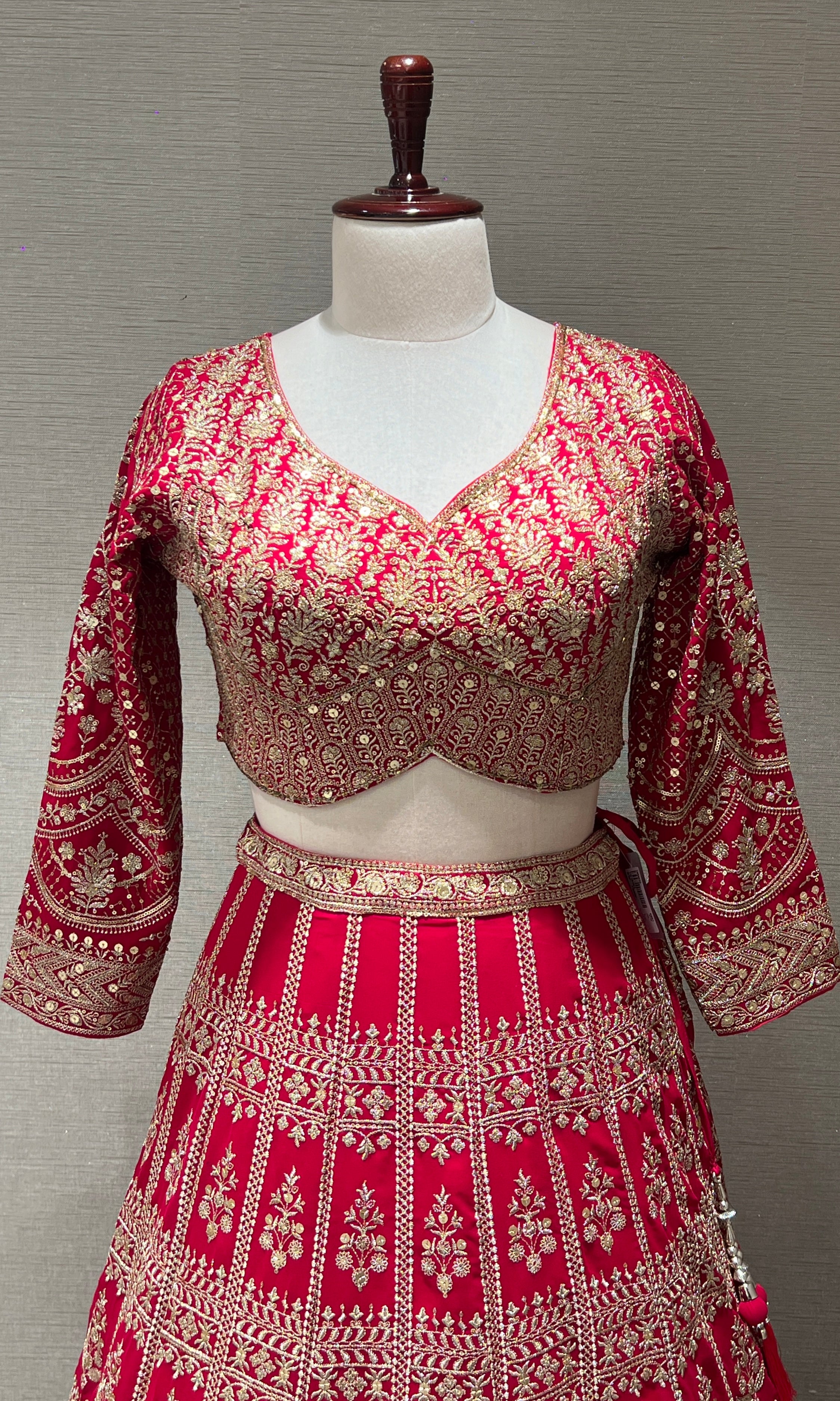 Pink Zari Lehenga with Golden Embroidery