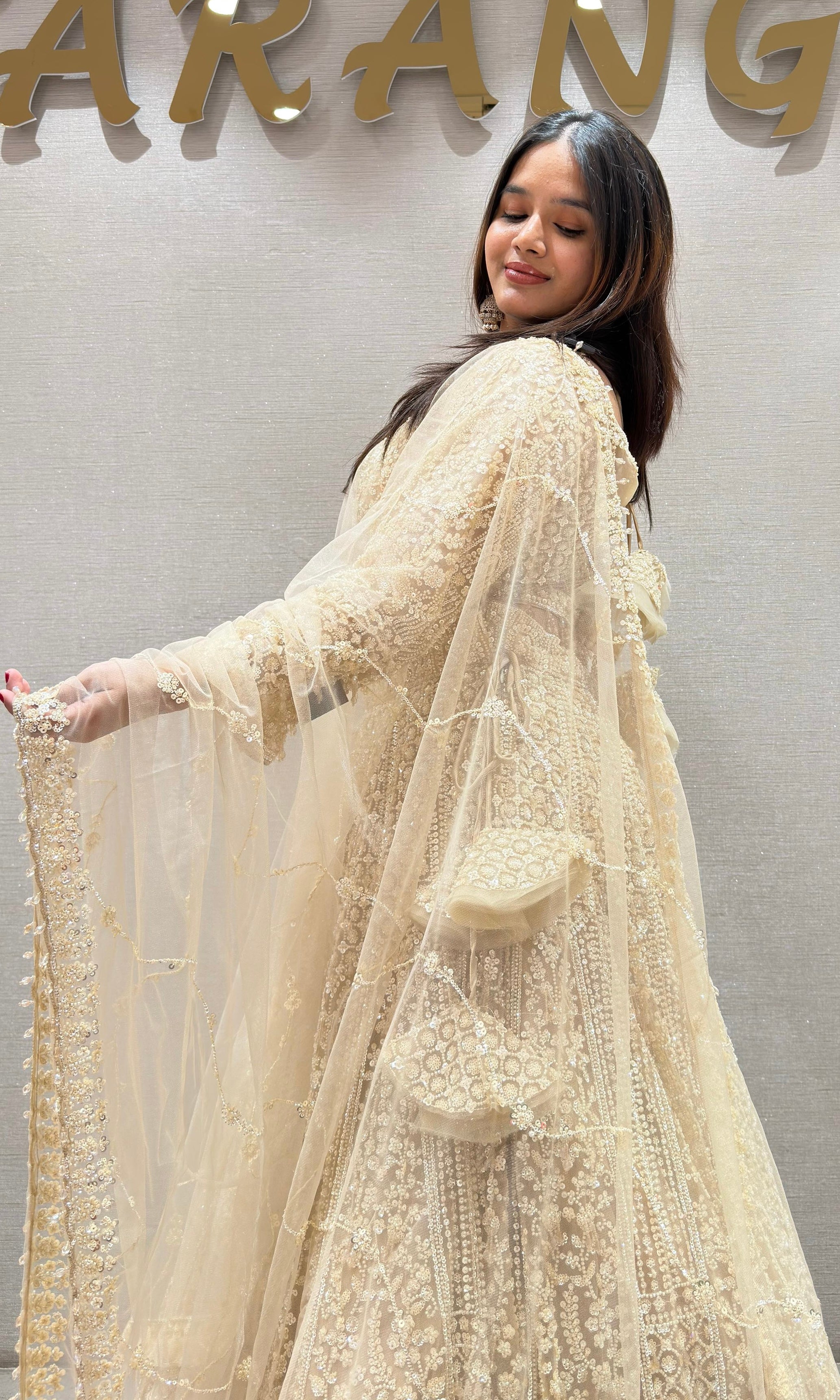 Ivory HEAVY GOLDEN EMBROIDERED Lehenga