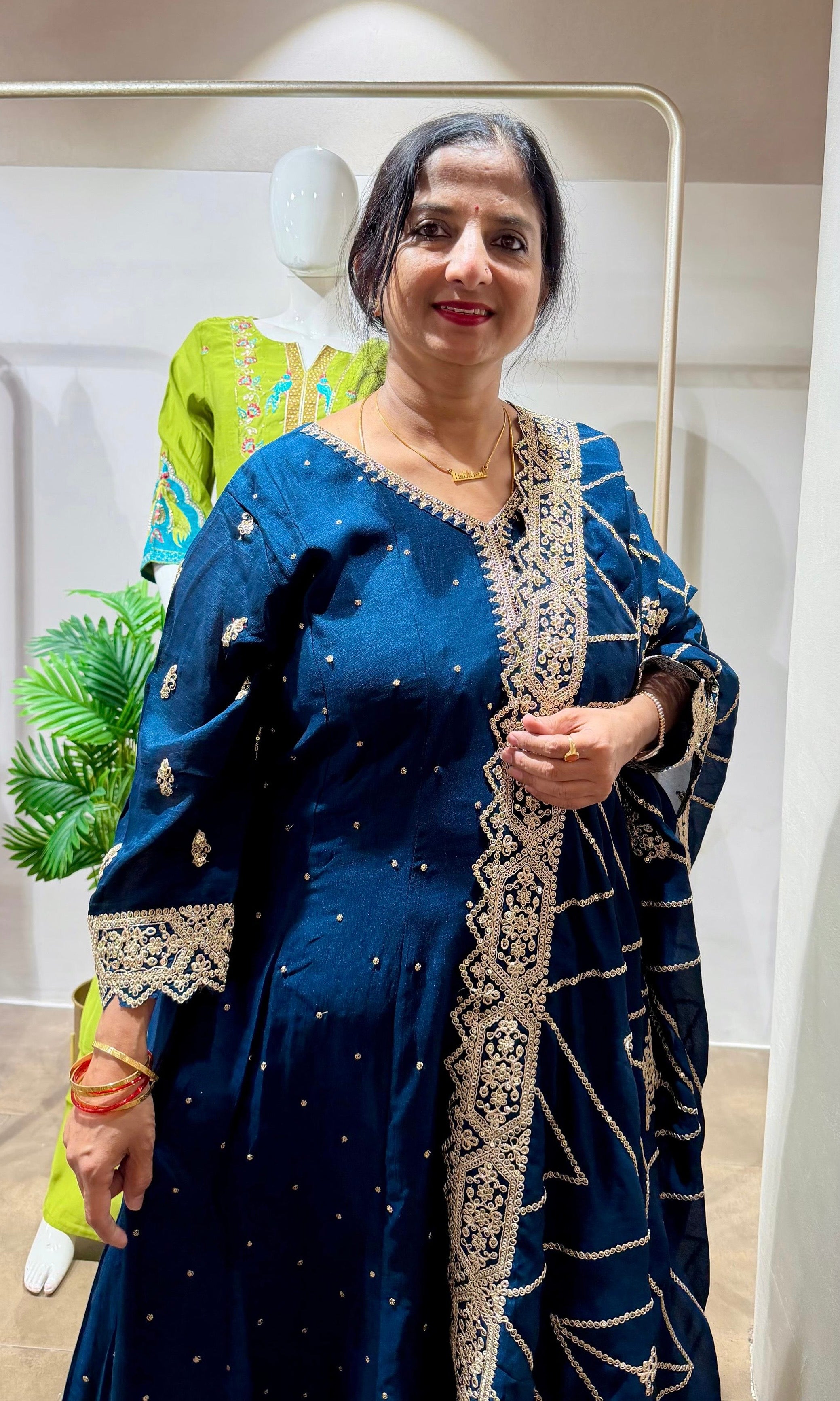 Royal Blue Embroidered ANARKALI Set