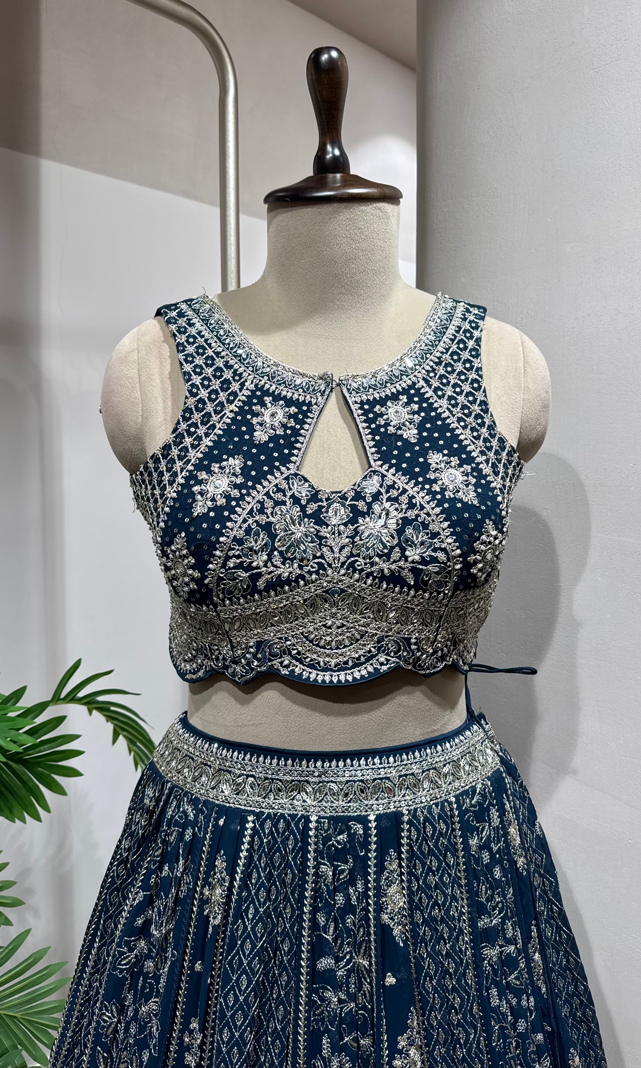 blue georgette designer lehenga choli