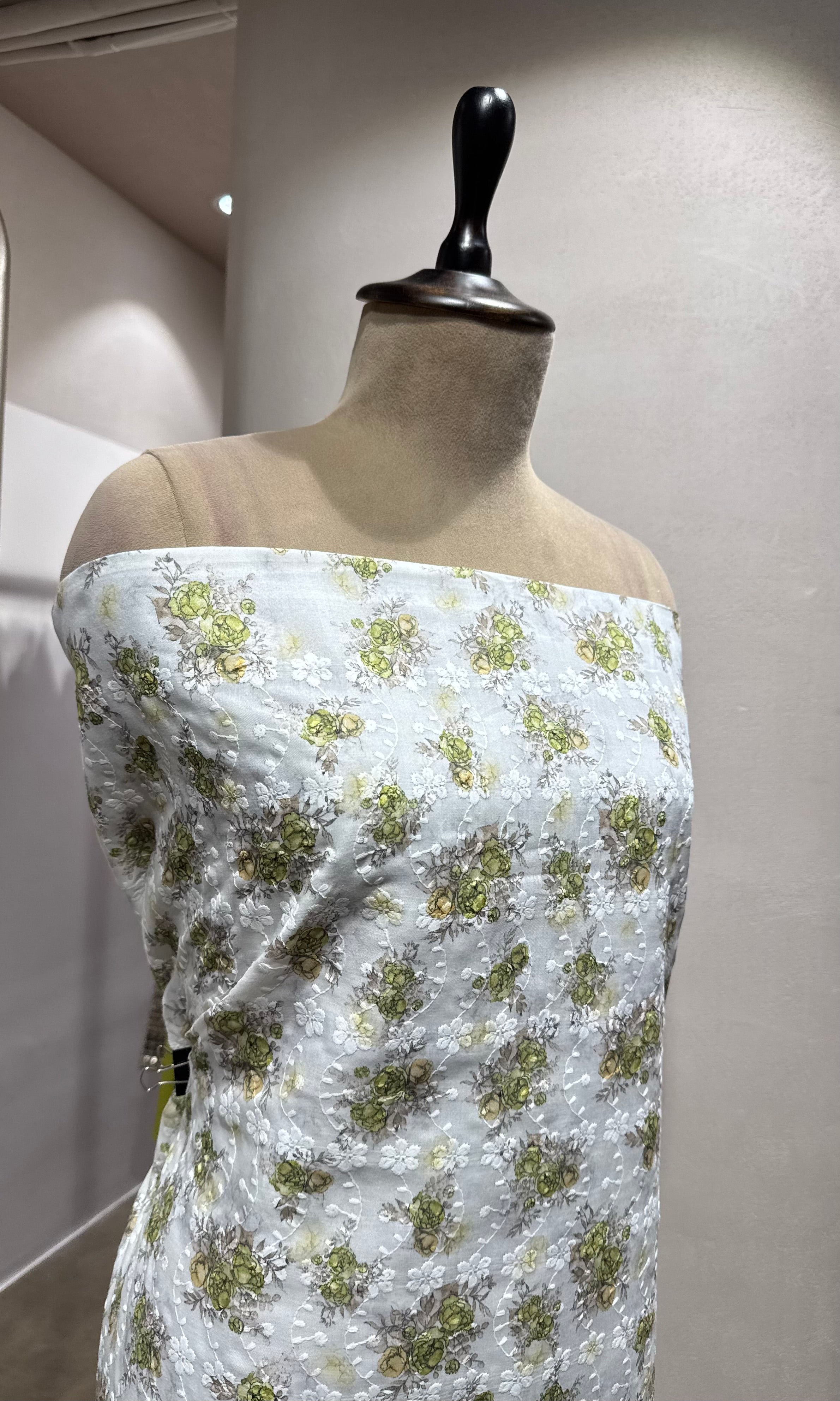 GREEN CHIKANKARI DRESS MATERIAL