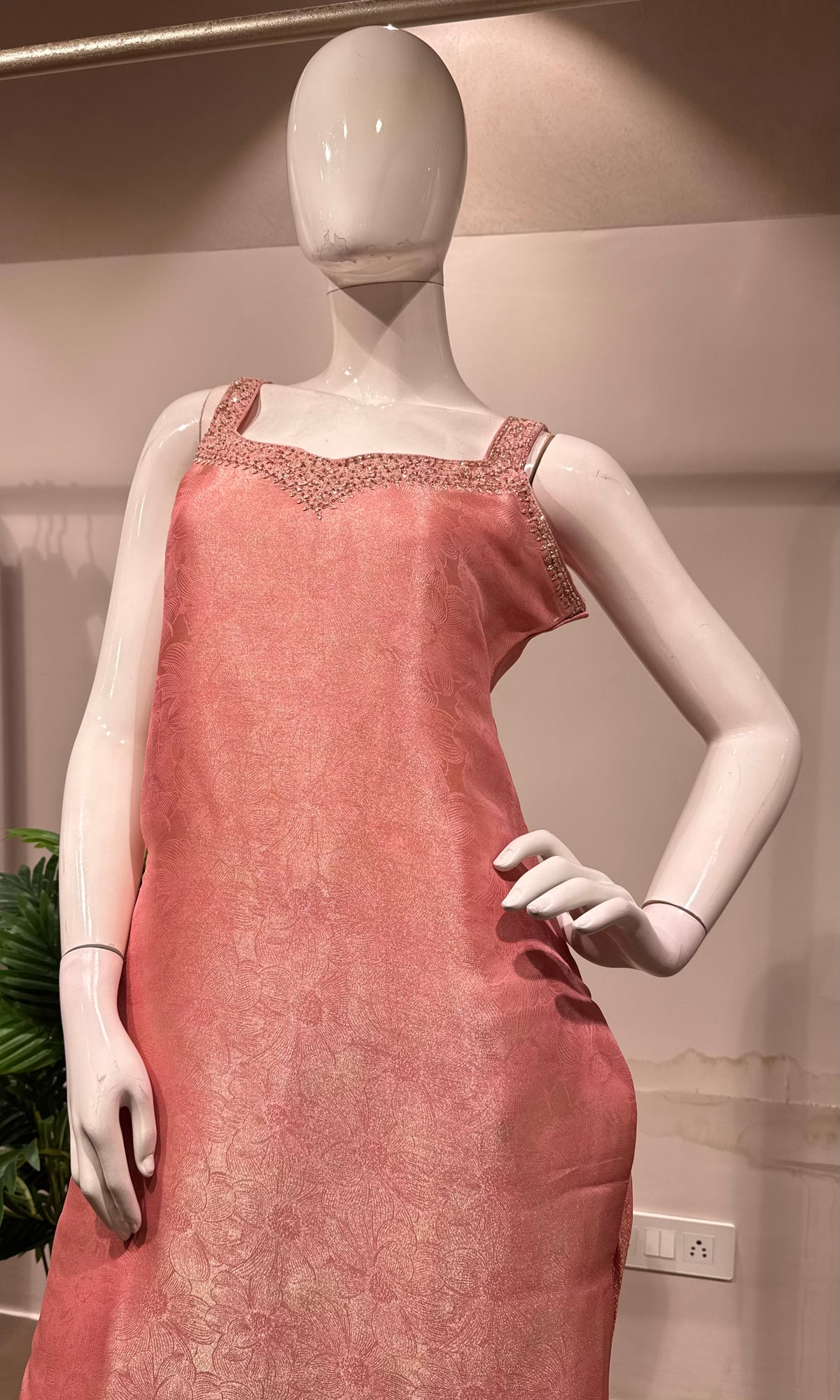 Pink golden kurta set