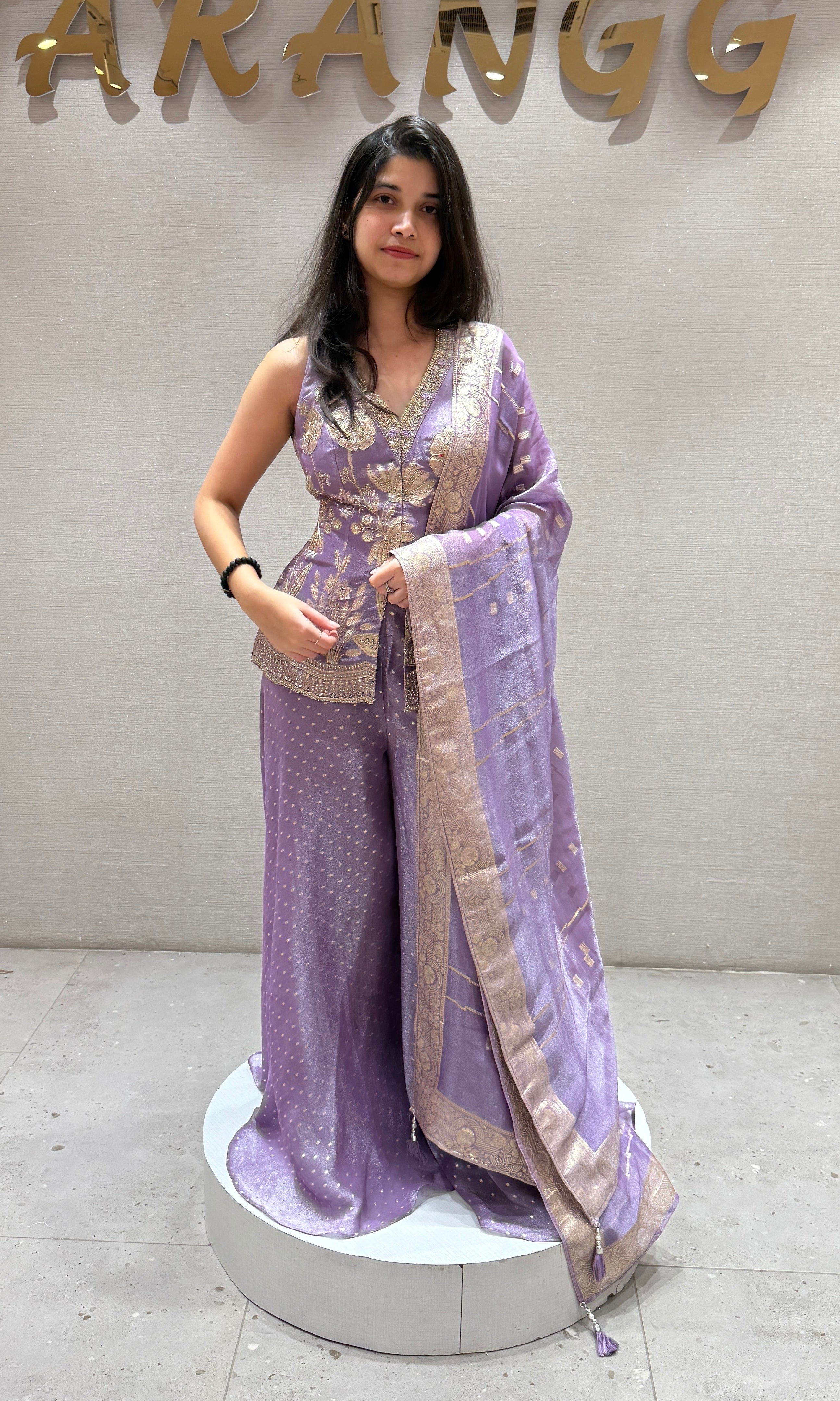 Lilac Embroidered Palazzo Set