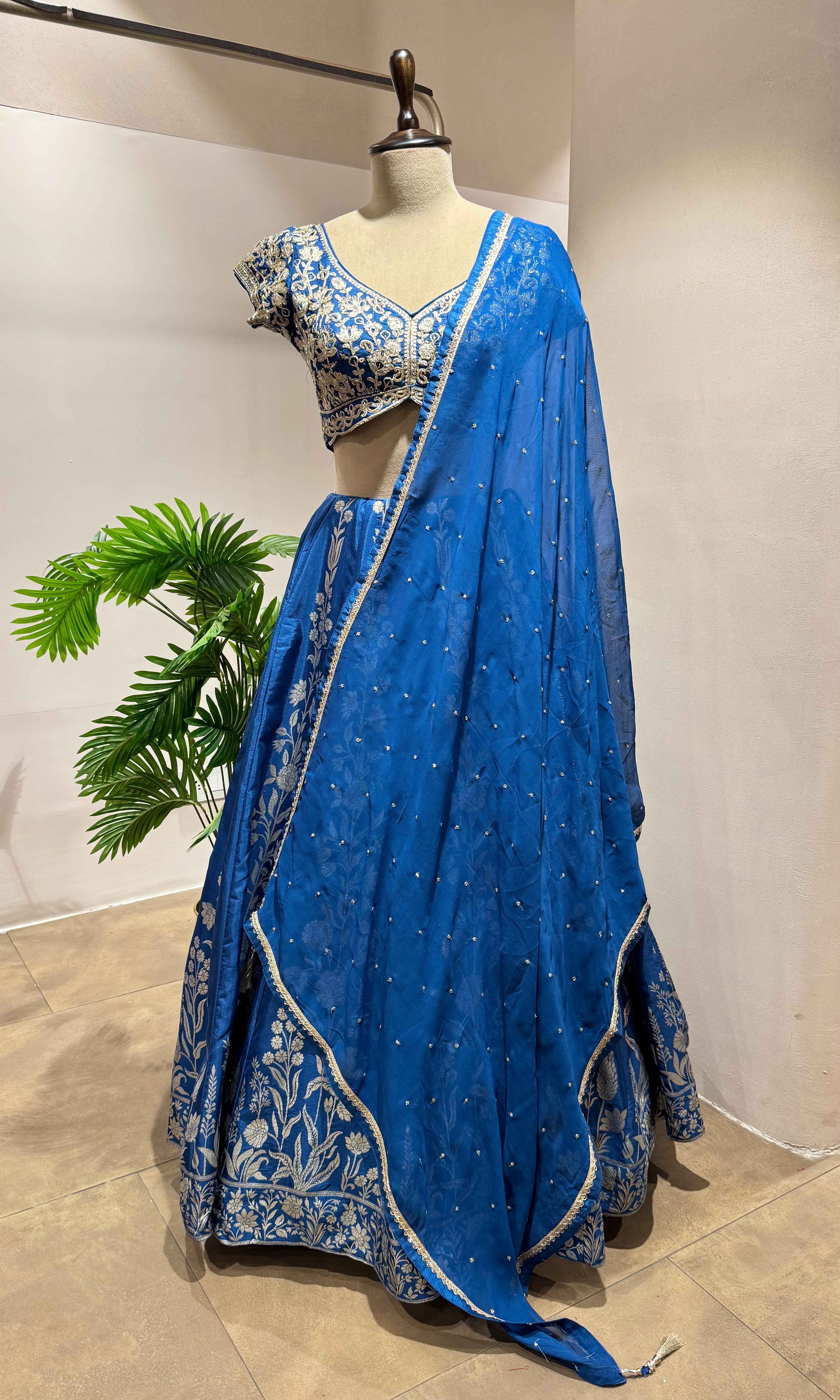 Blue Lehenga with Intricate Zari Embroidery