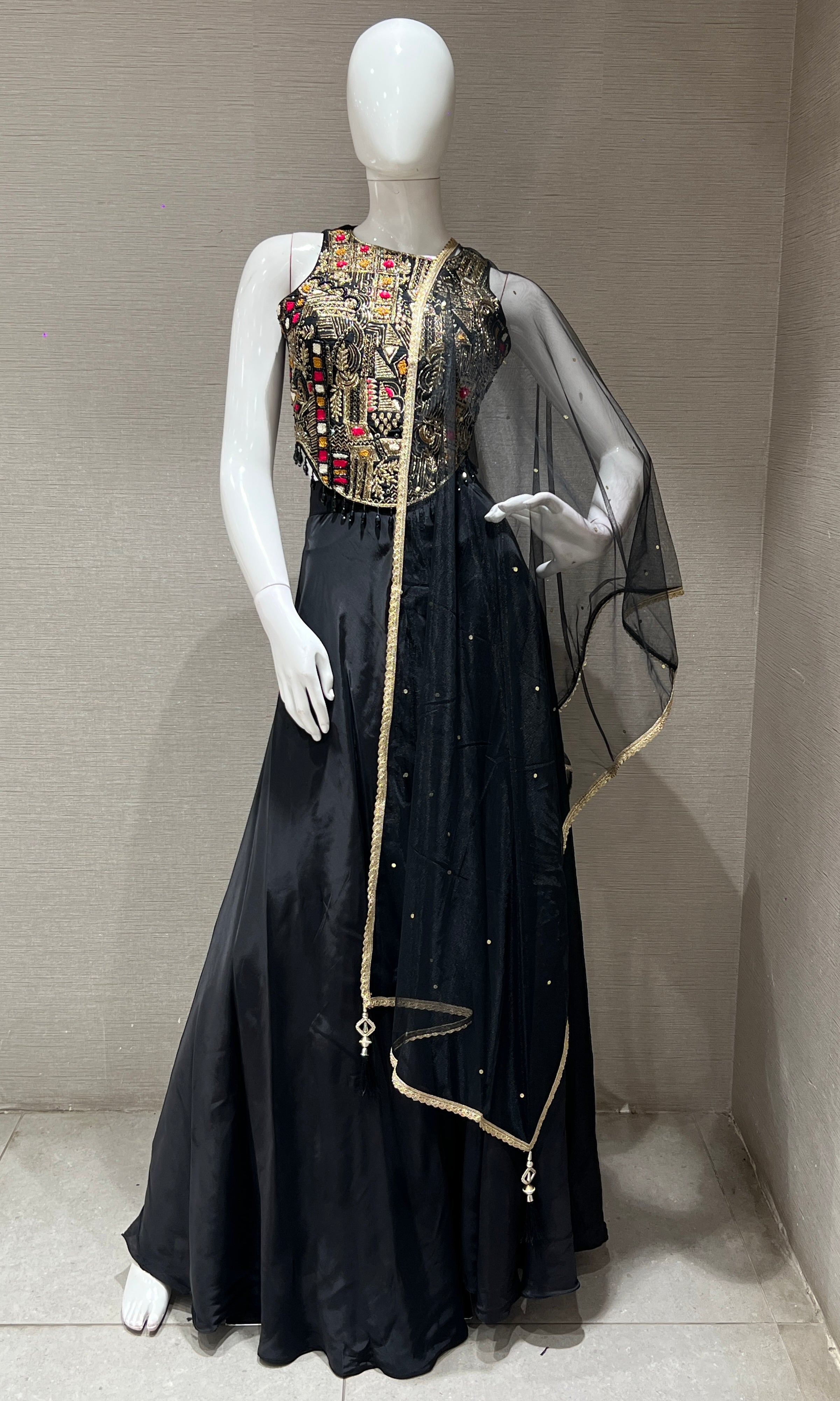 Black Gold Embroidery palazzo set