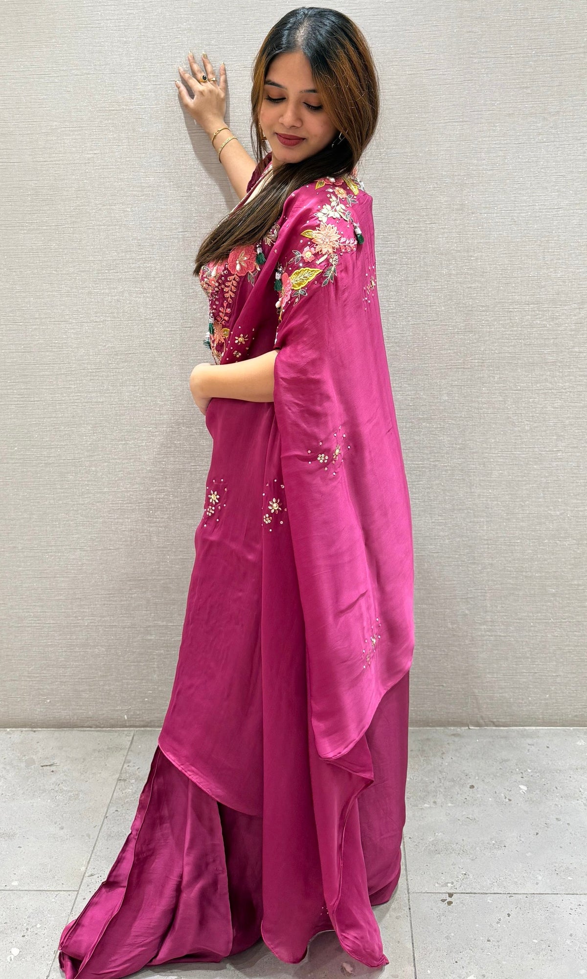 WINE DRAPE 3 PIECE INDO WESTERN DRESS
