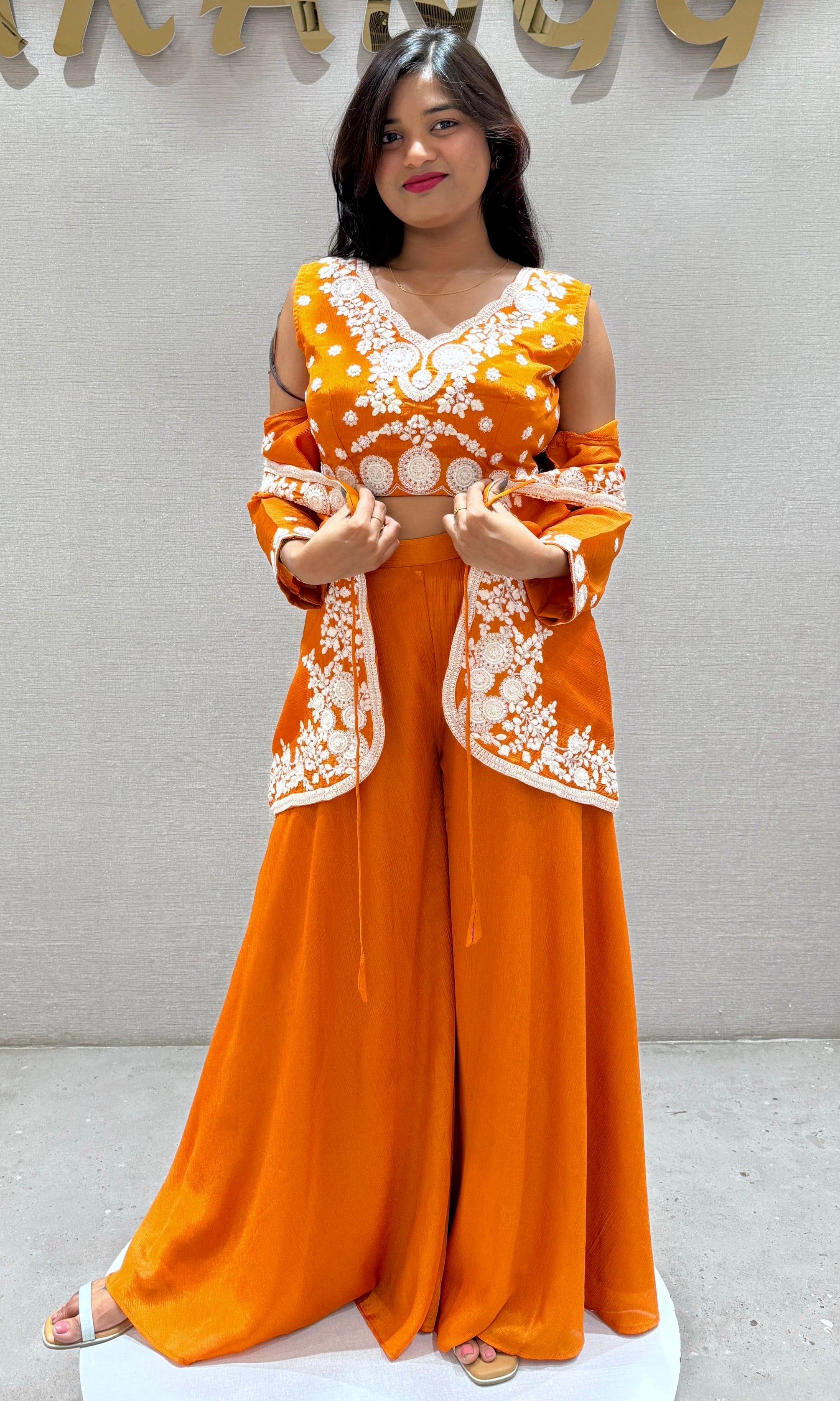 Orange palazzo with jacket