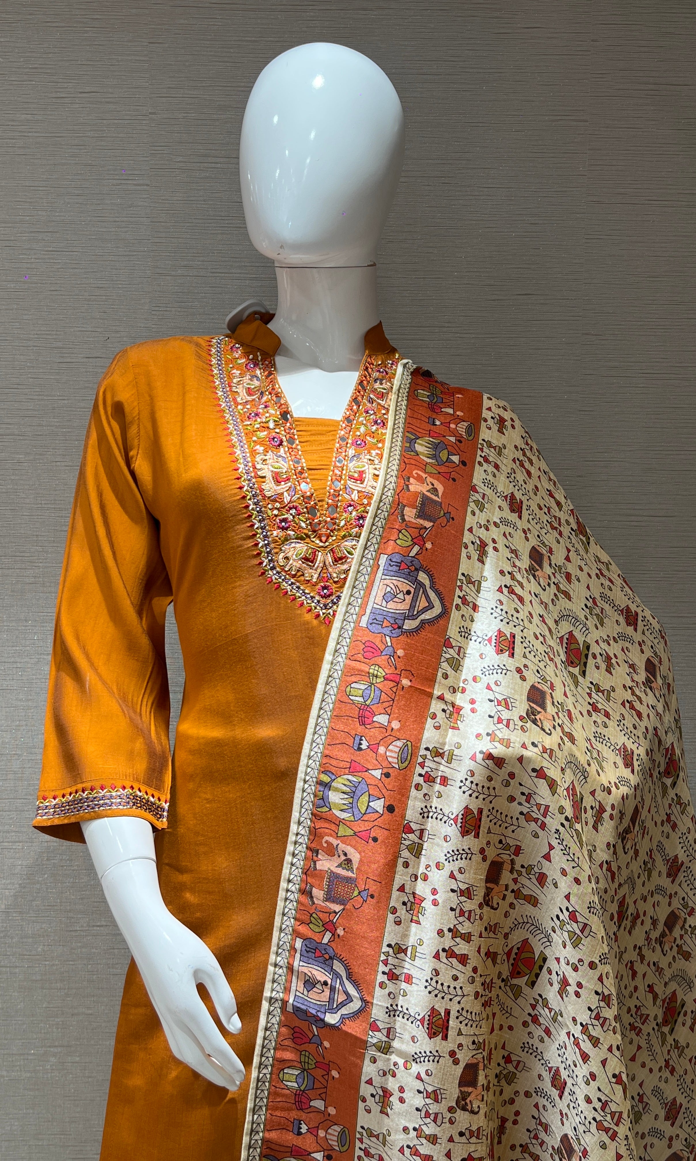 orange sabyasachi inspired kurta set