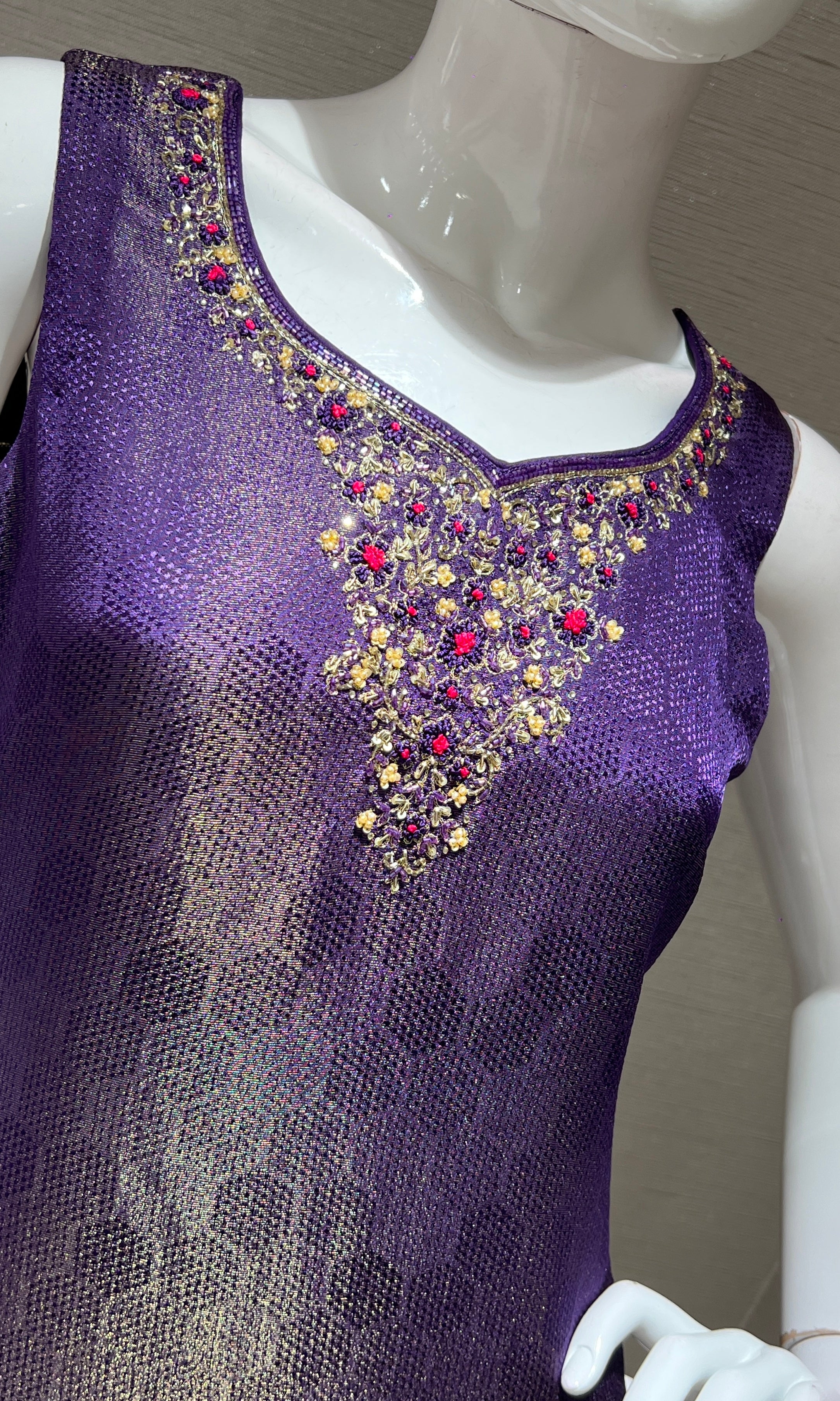 purple Embroidered Banarasi kurta set