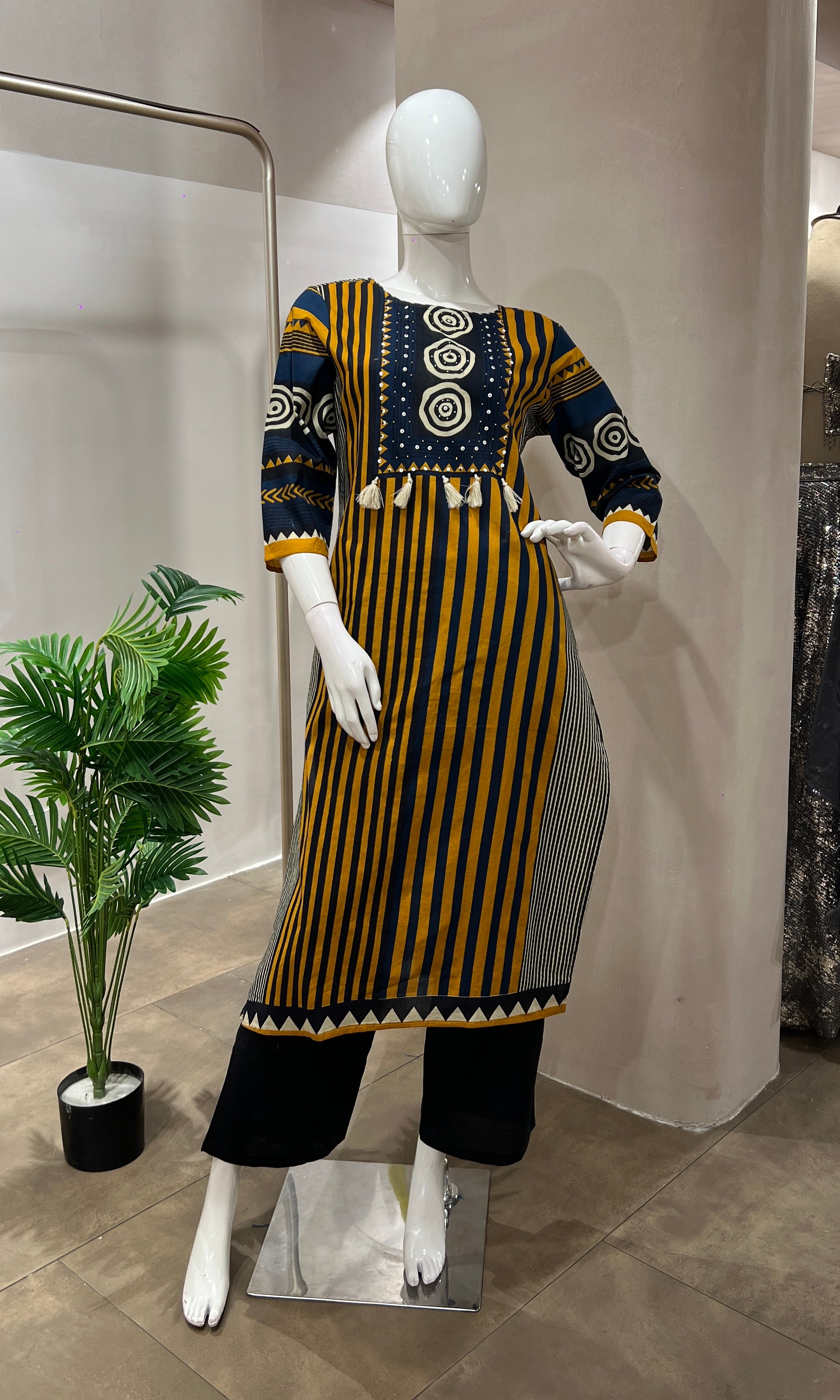 Yellow EMBROIDERED kurta set