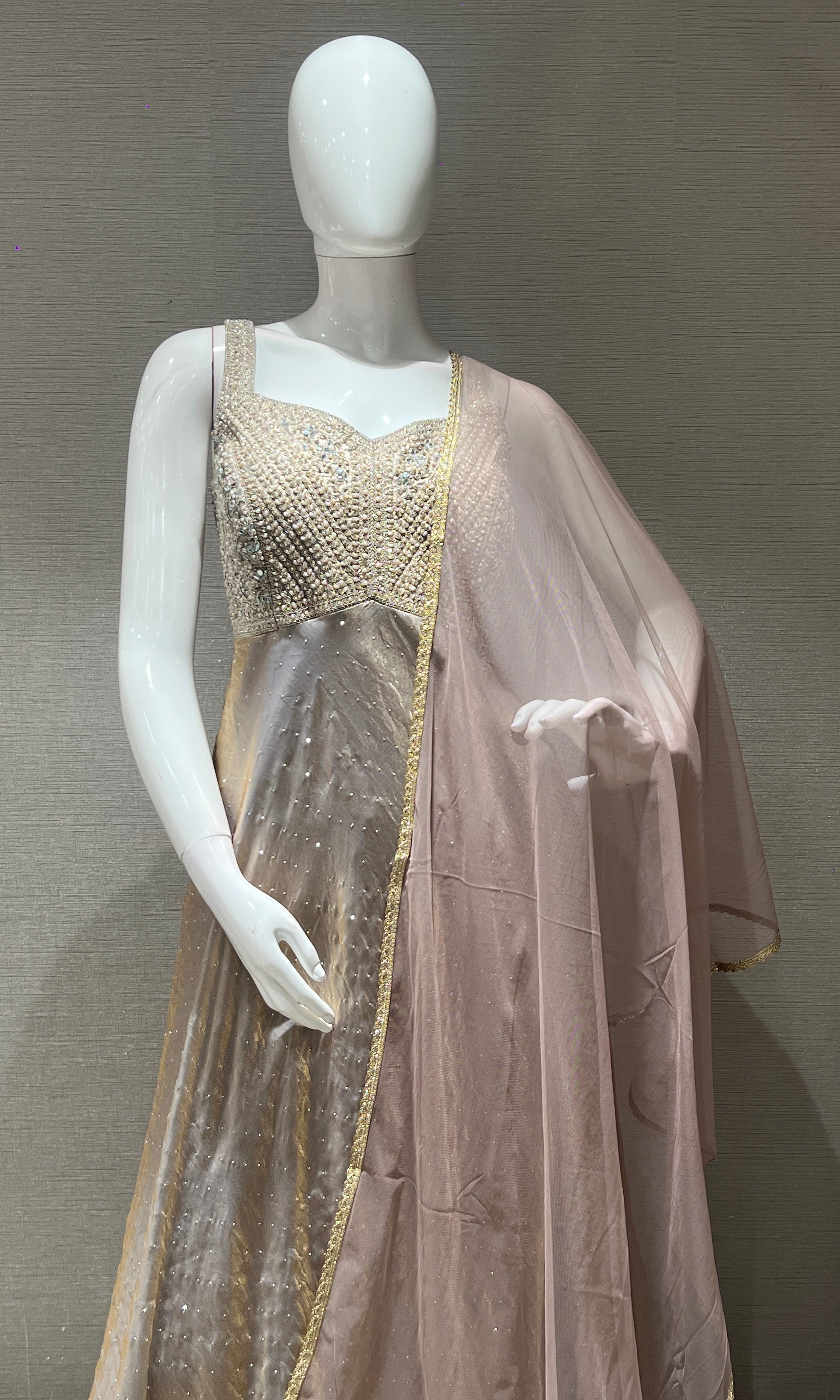 Lavender EMBROIDERED Anarkali WITH PALAZZO PANTS