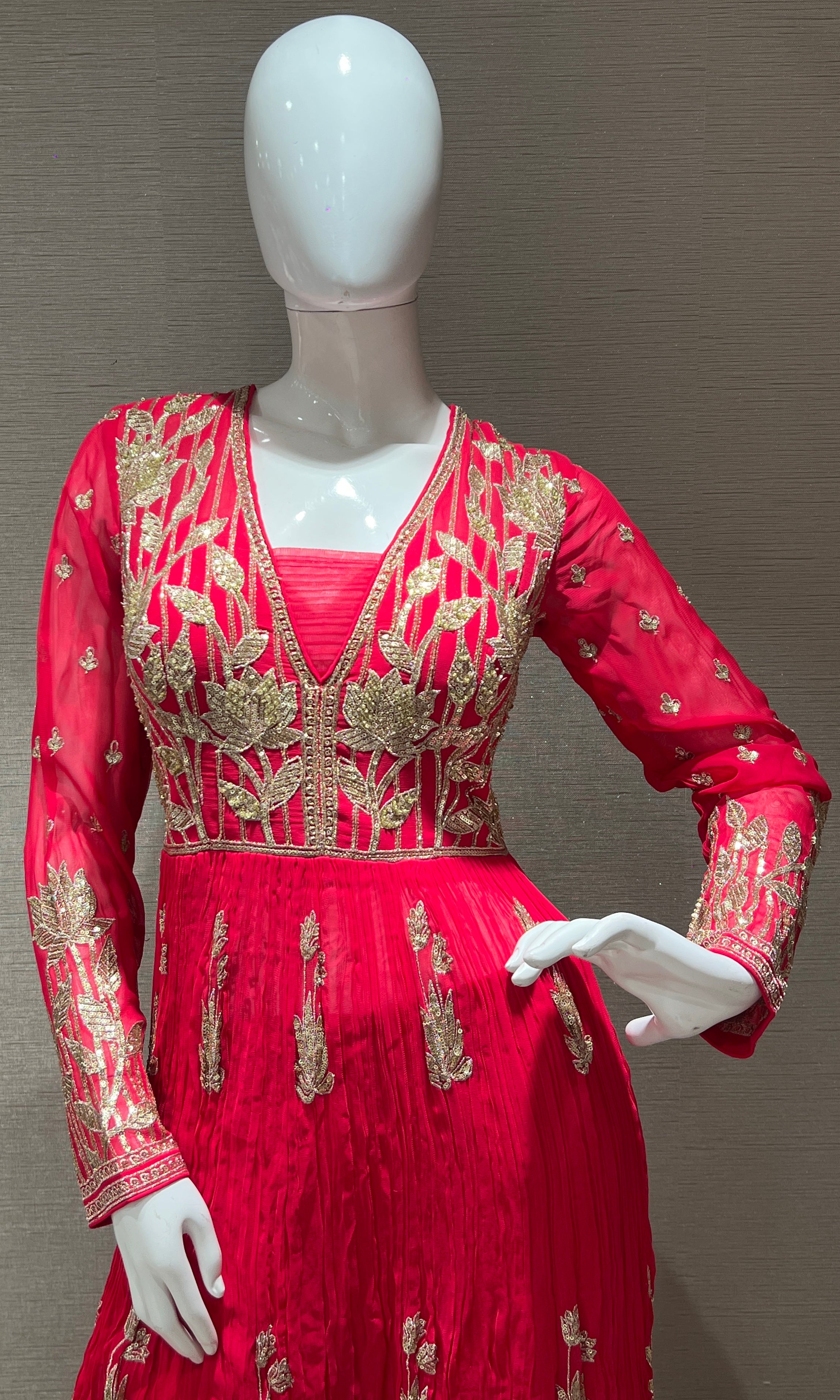 elegant pink and gold embroidered sharara