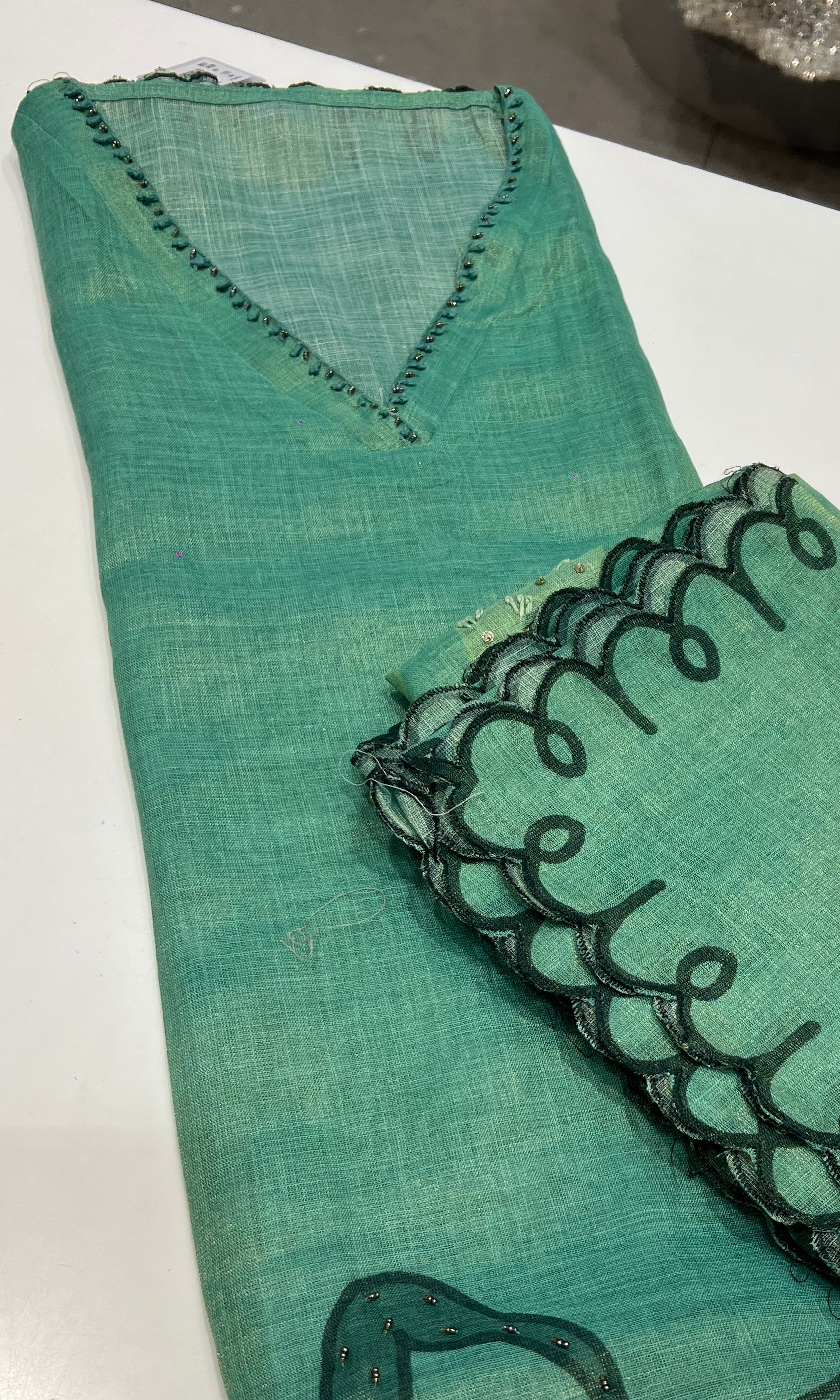 Green dress material