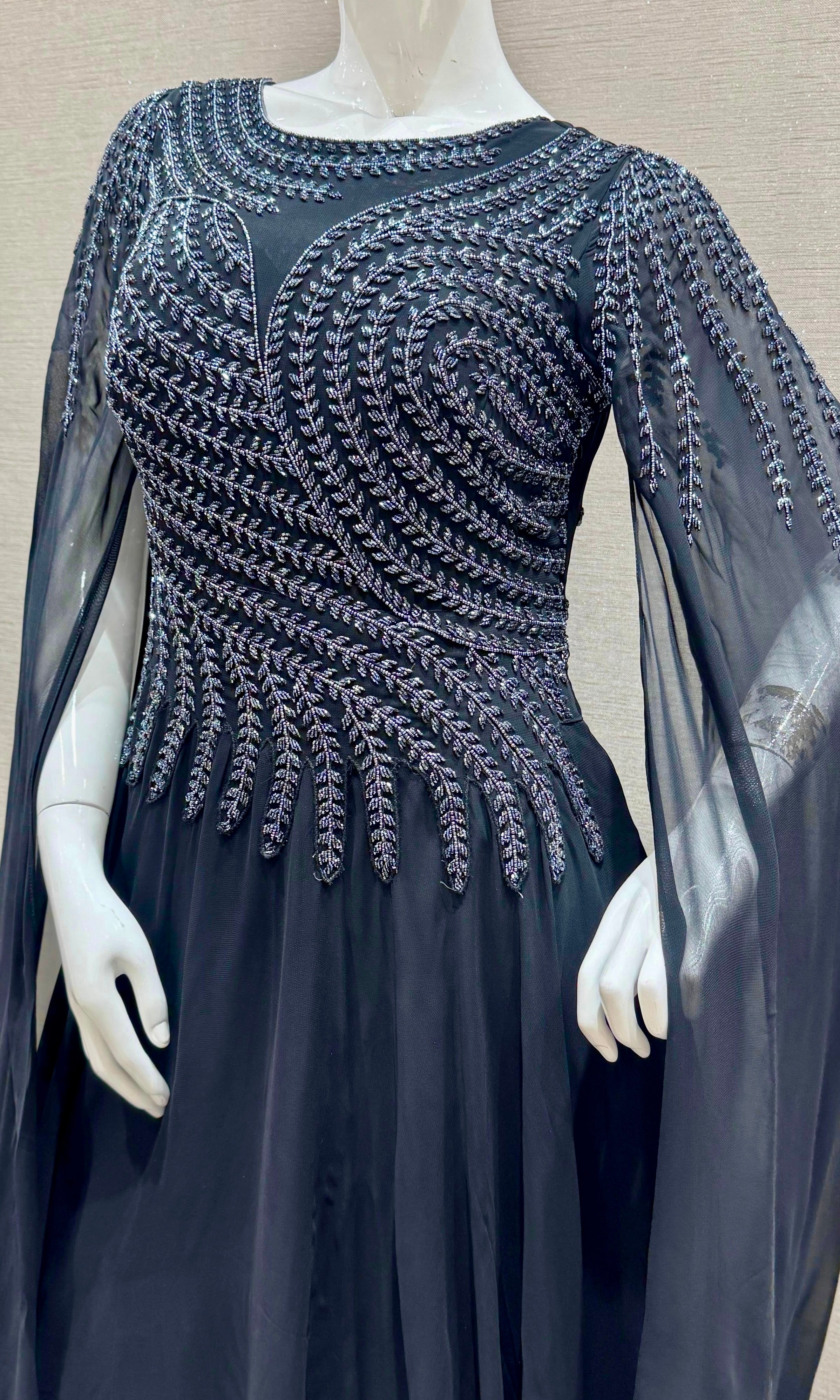 Black long dress with butterfly sleeves