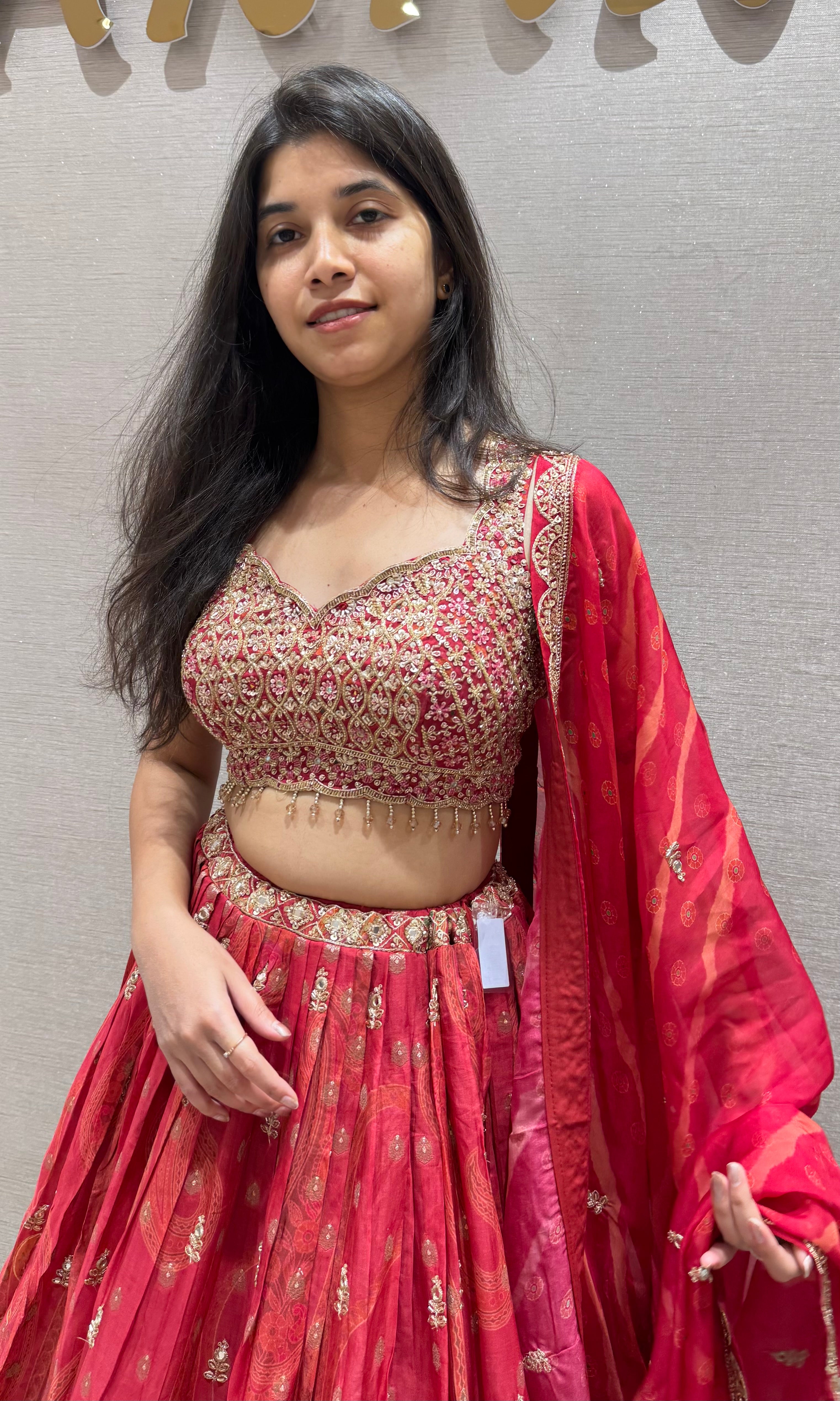 RED AND Gold Embroidered LEHENGA Set