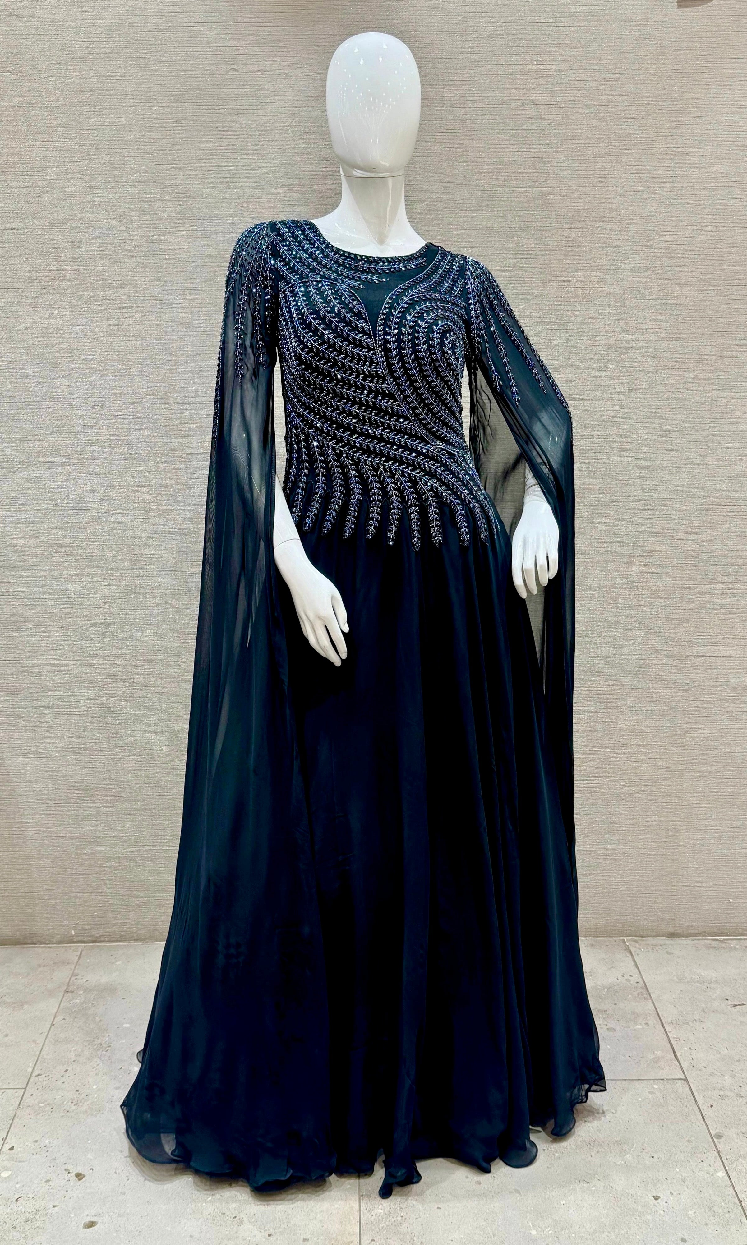 Black long dress with butterfly sleeves