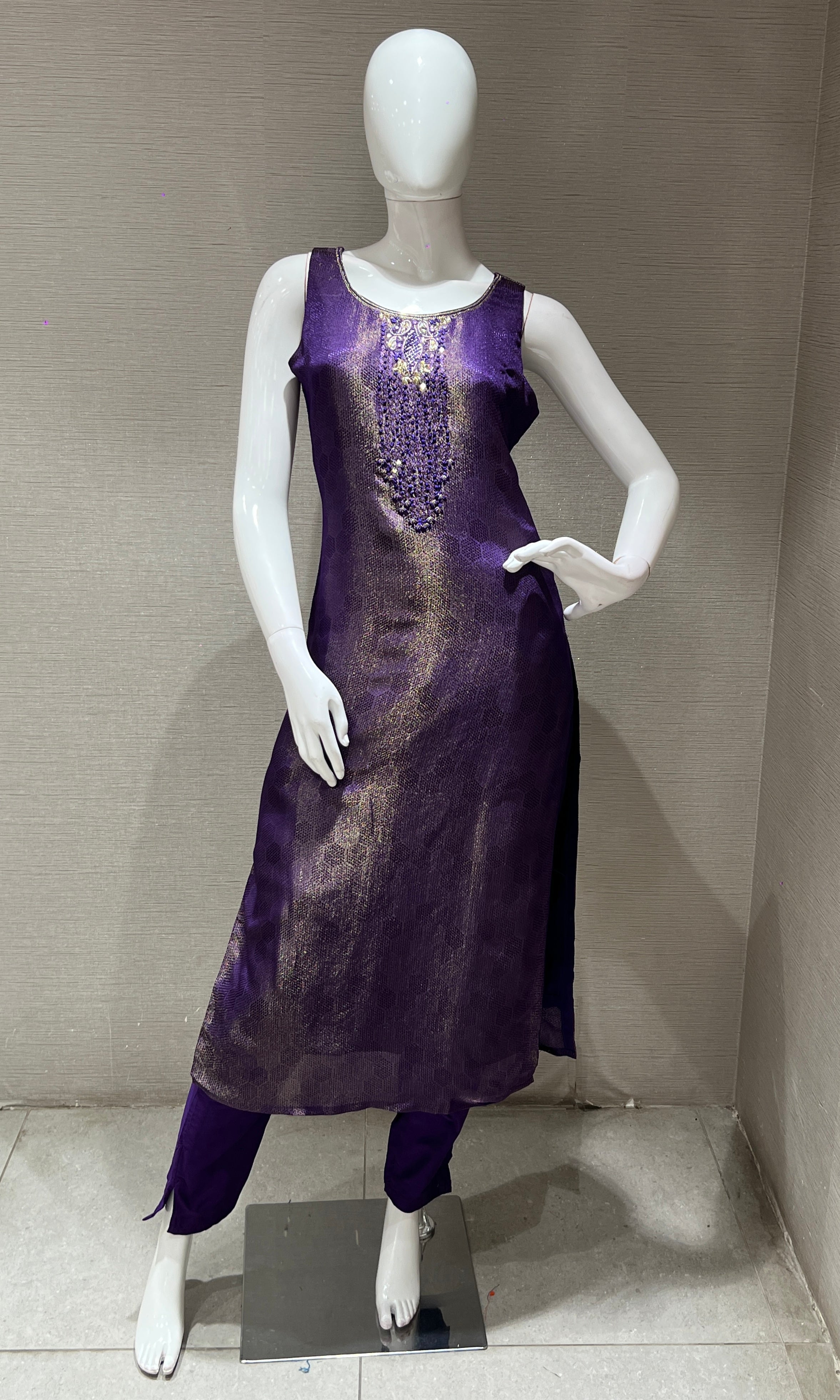 Purple Embroidered Kurta Set