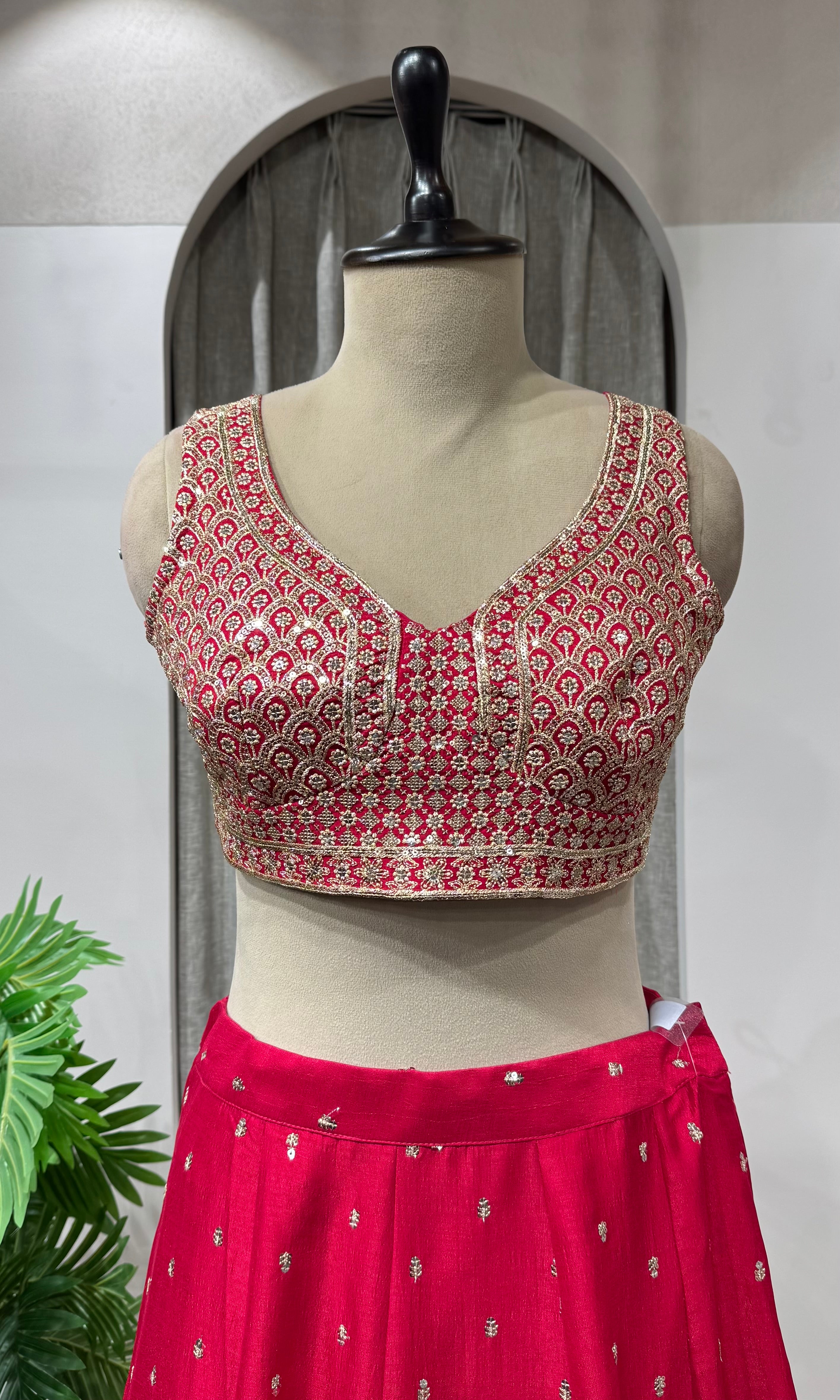 Rani Zardozi & Sequins Crop Top Lehenga