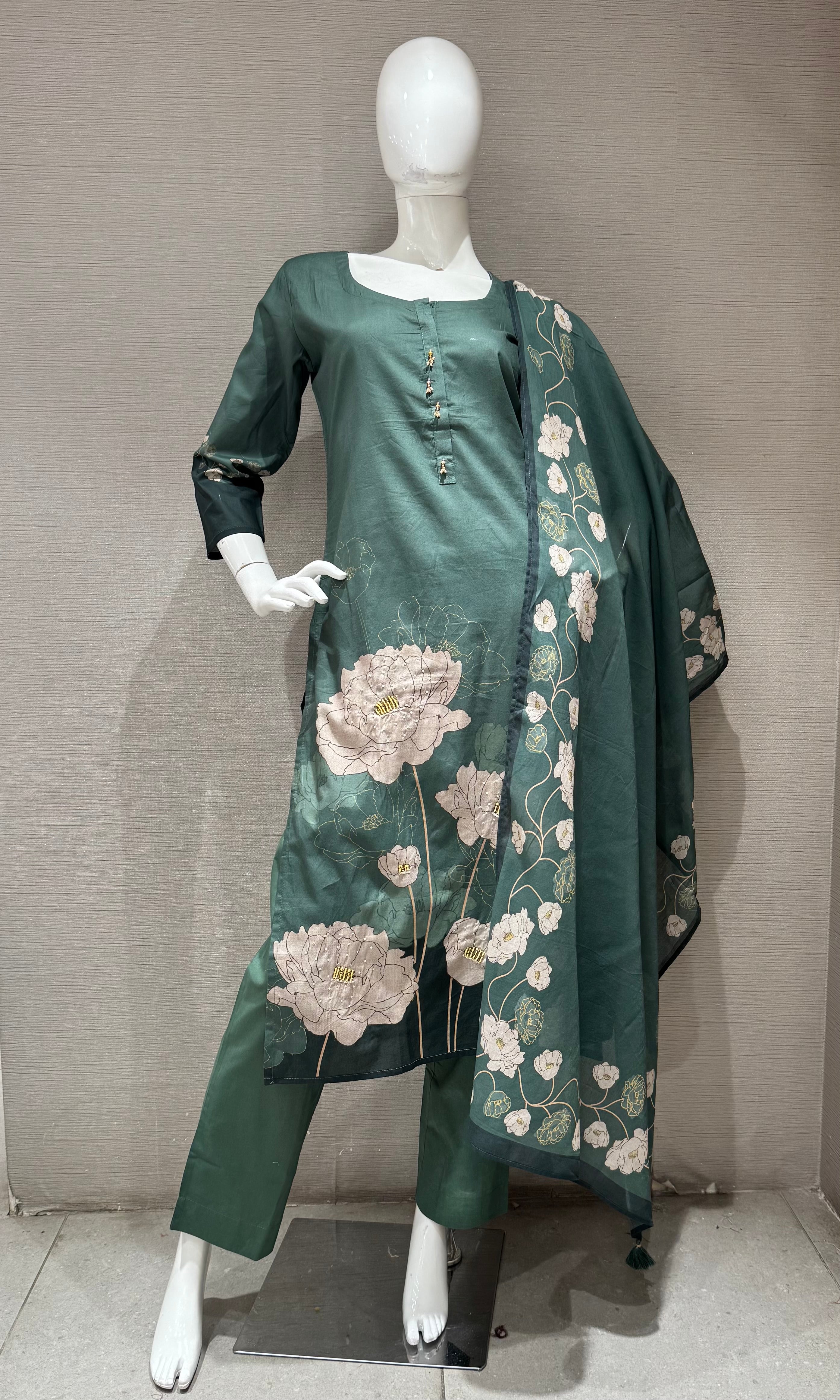 Green Floral Embroidered Salwar set