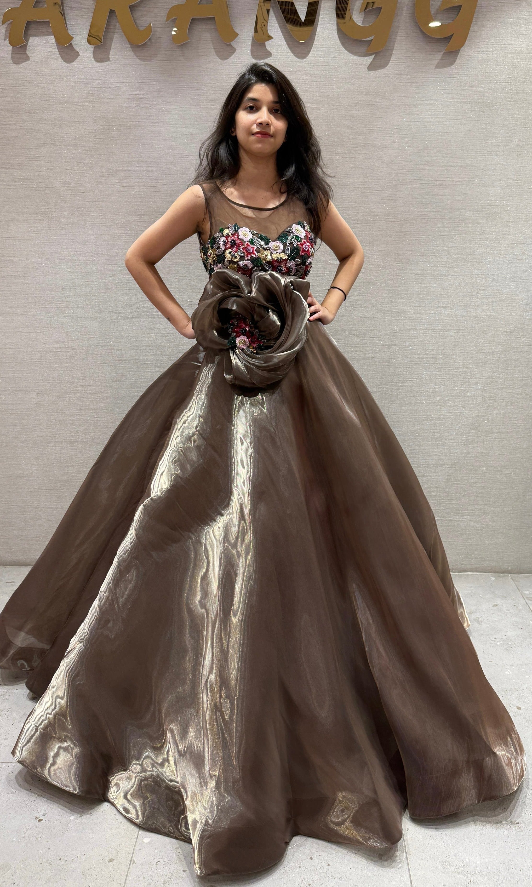 Champagne Dream Floral Ball Gown