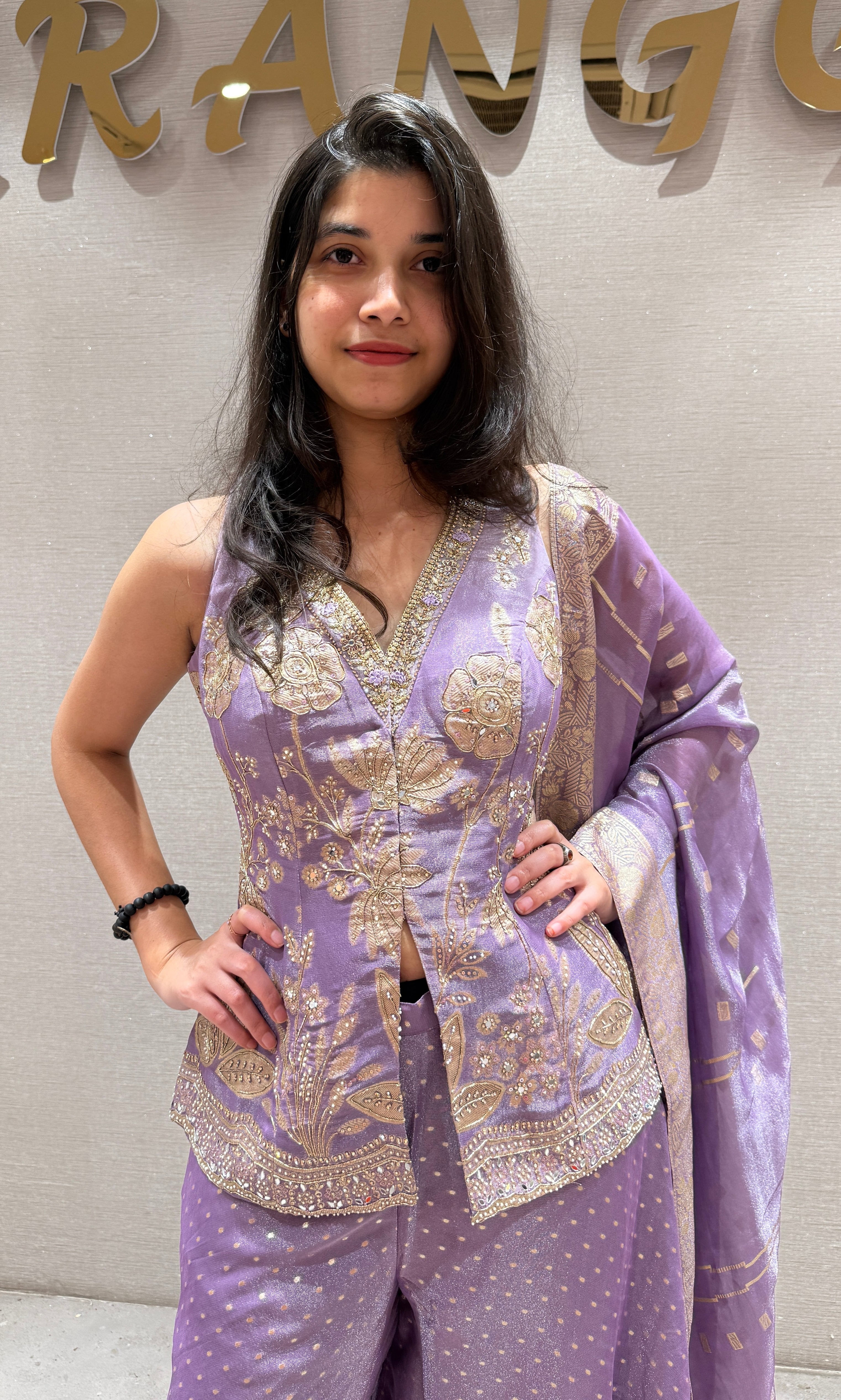 Lilac Embroidered Palazzo Set