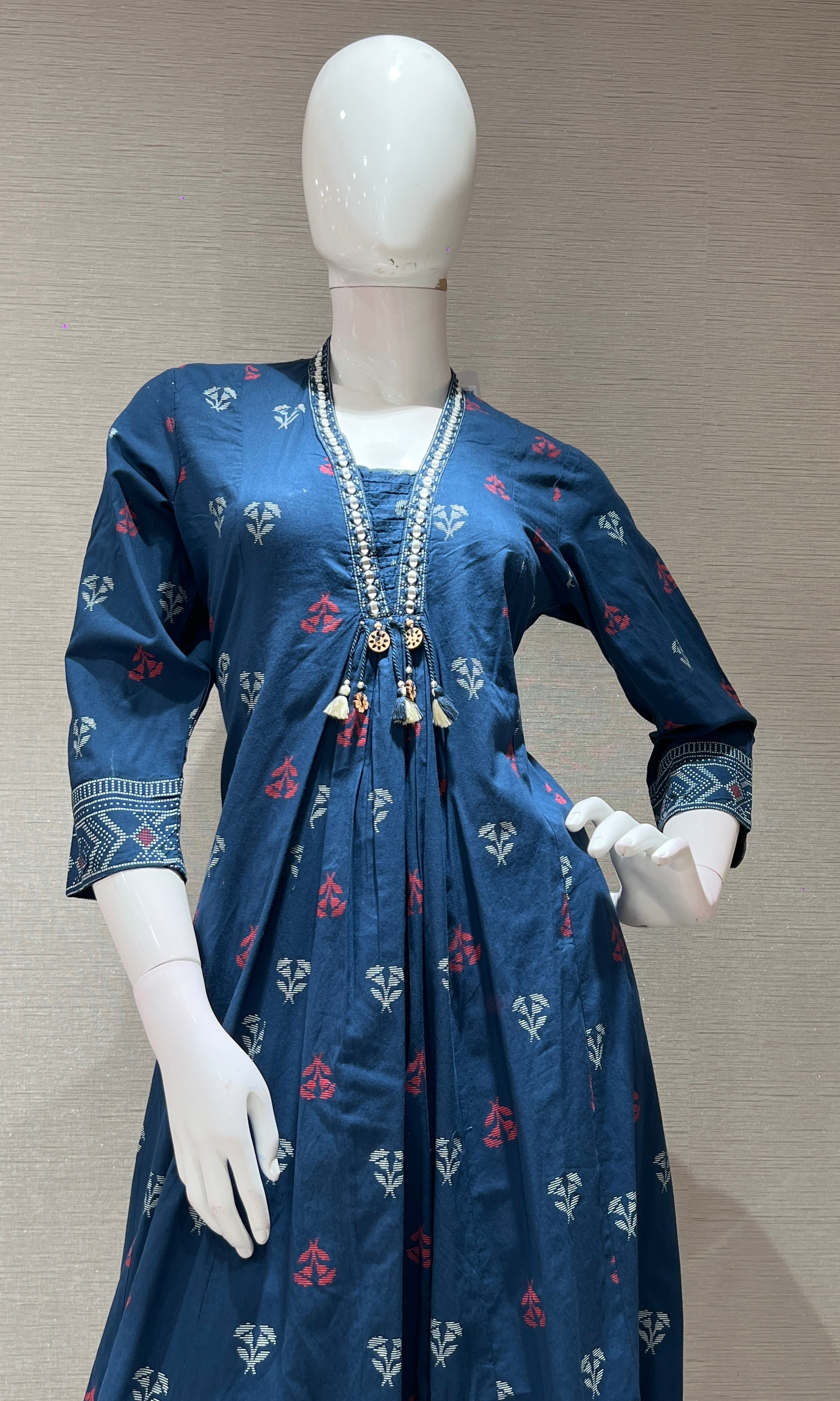 Blue ETHNIC MOTIF PRINTED KURTA SET