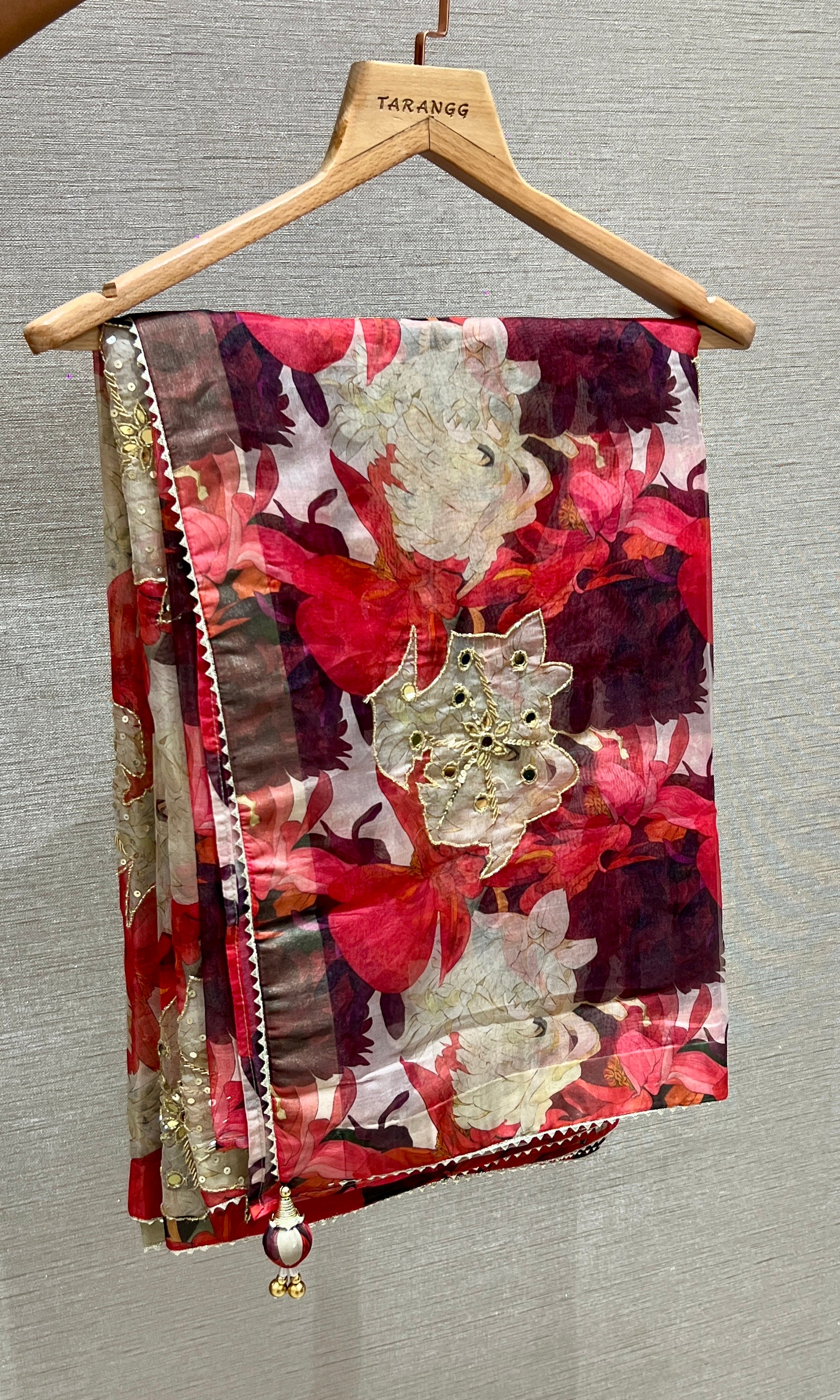 Multi colour floral saree with ready blouse