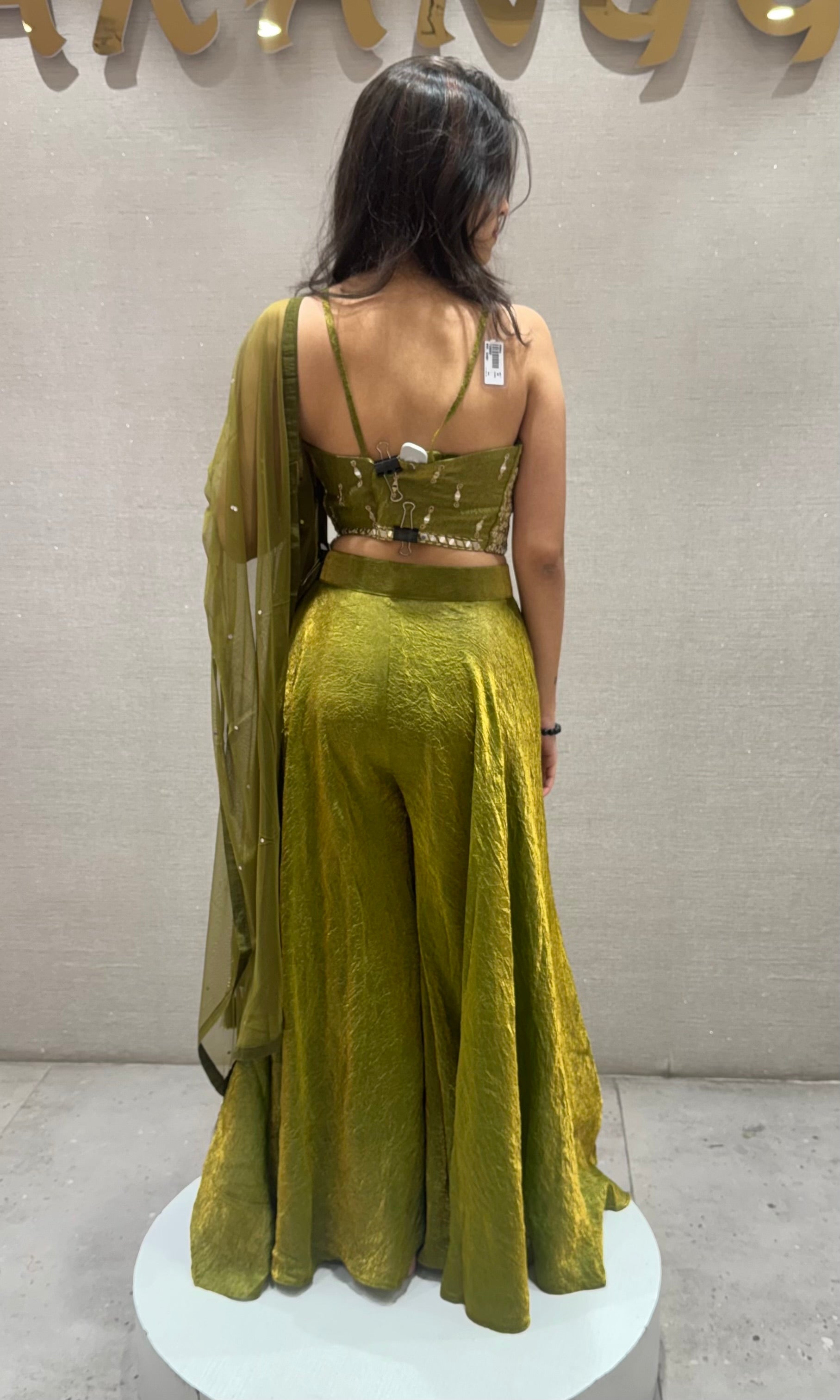 Mehendi Green Embellished Palazzo Ensemble
