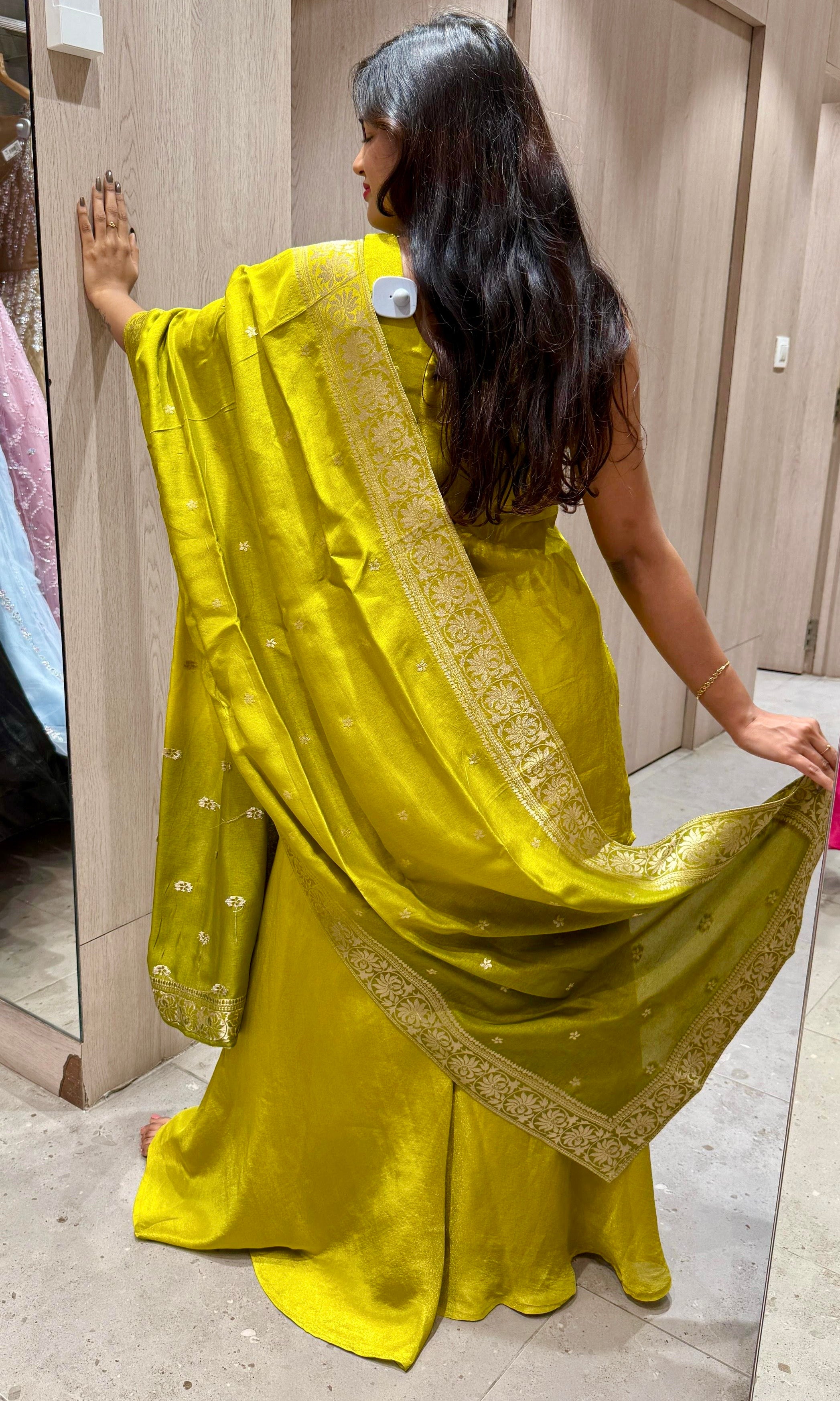 Green Glow Silk Embellished Sharara Set