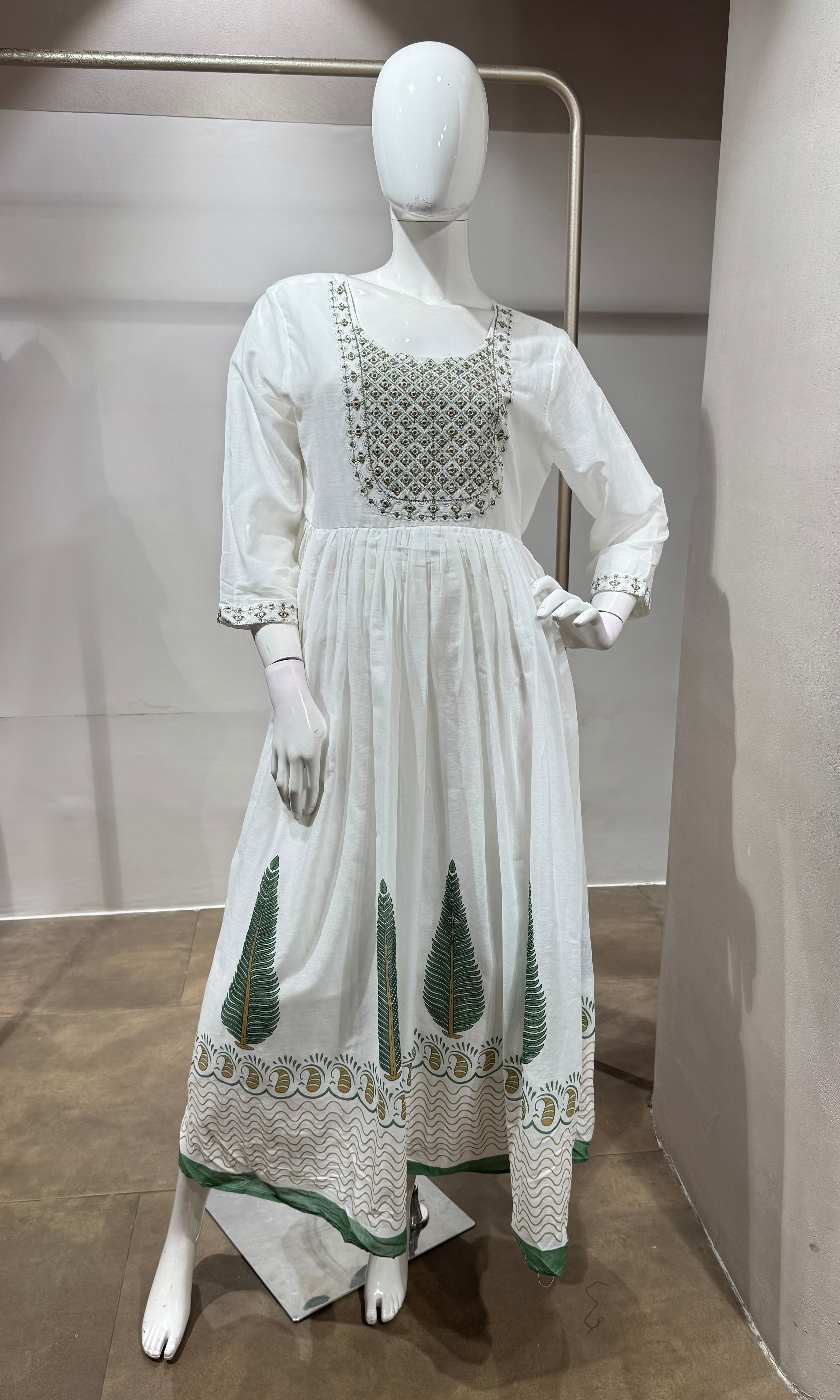 Green Floral Embroidered Kurta with Dupatta