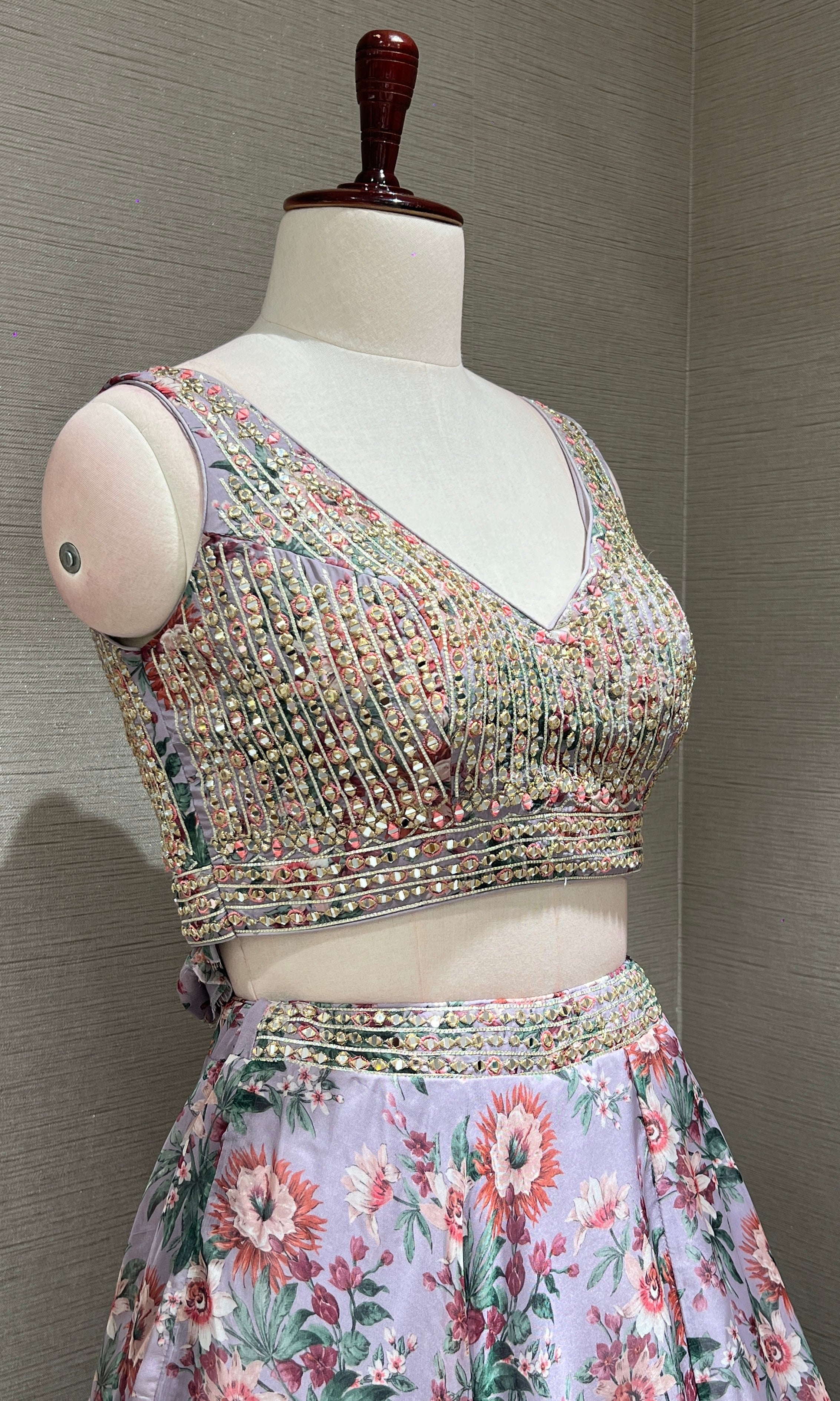 Light purple flolar embroidered Lehenga