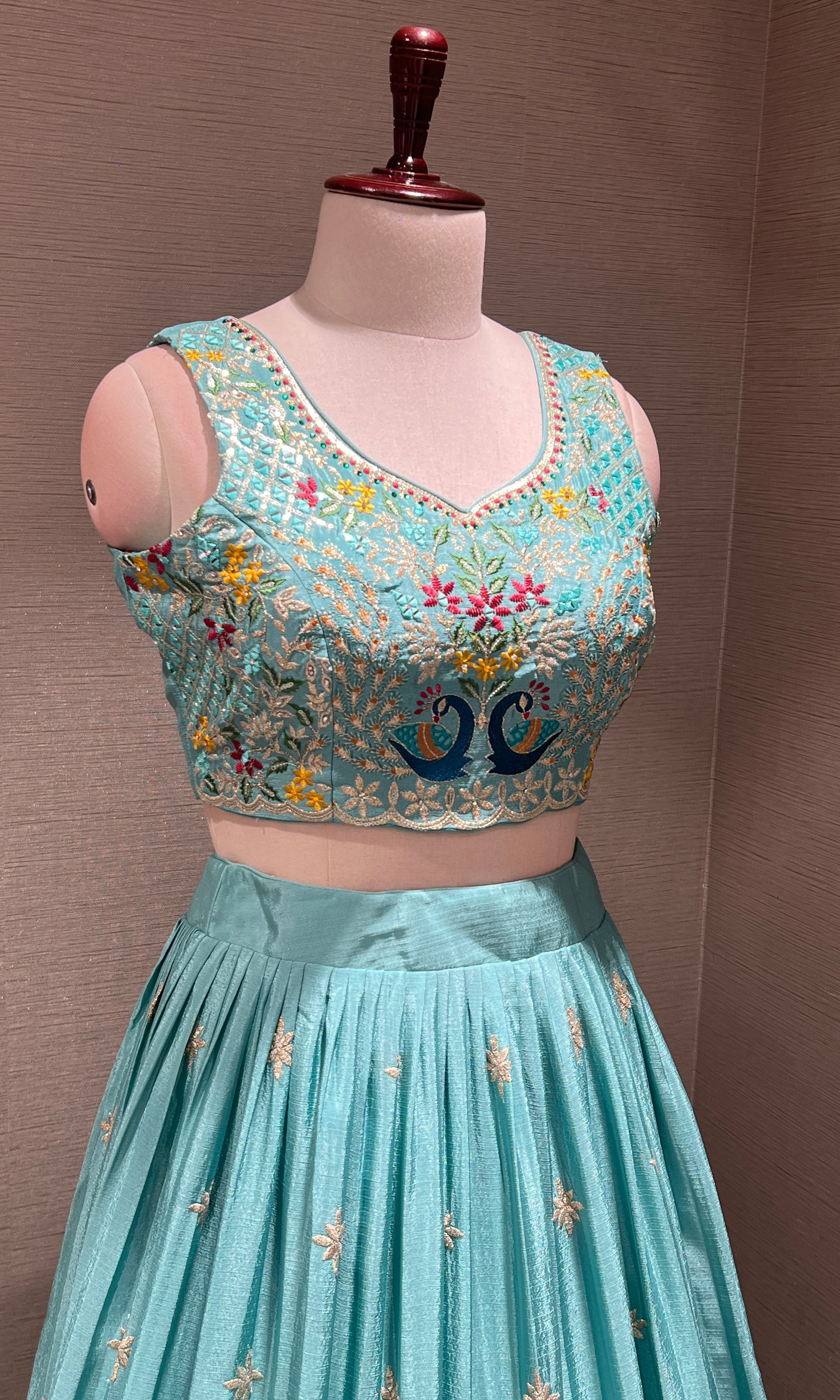 Blue Lehenga WITH PEACOCK DESIGN
