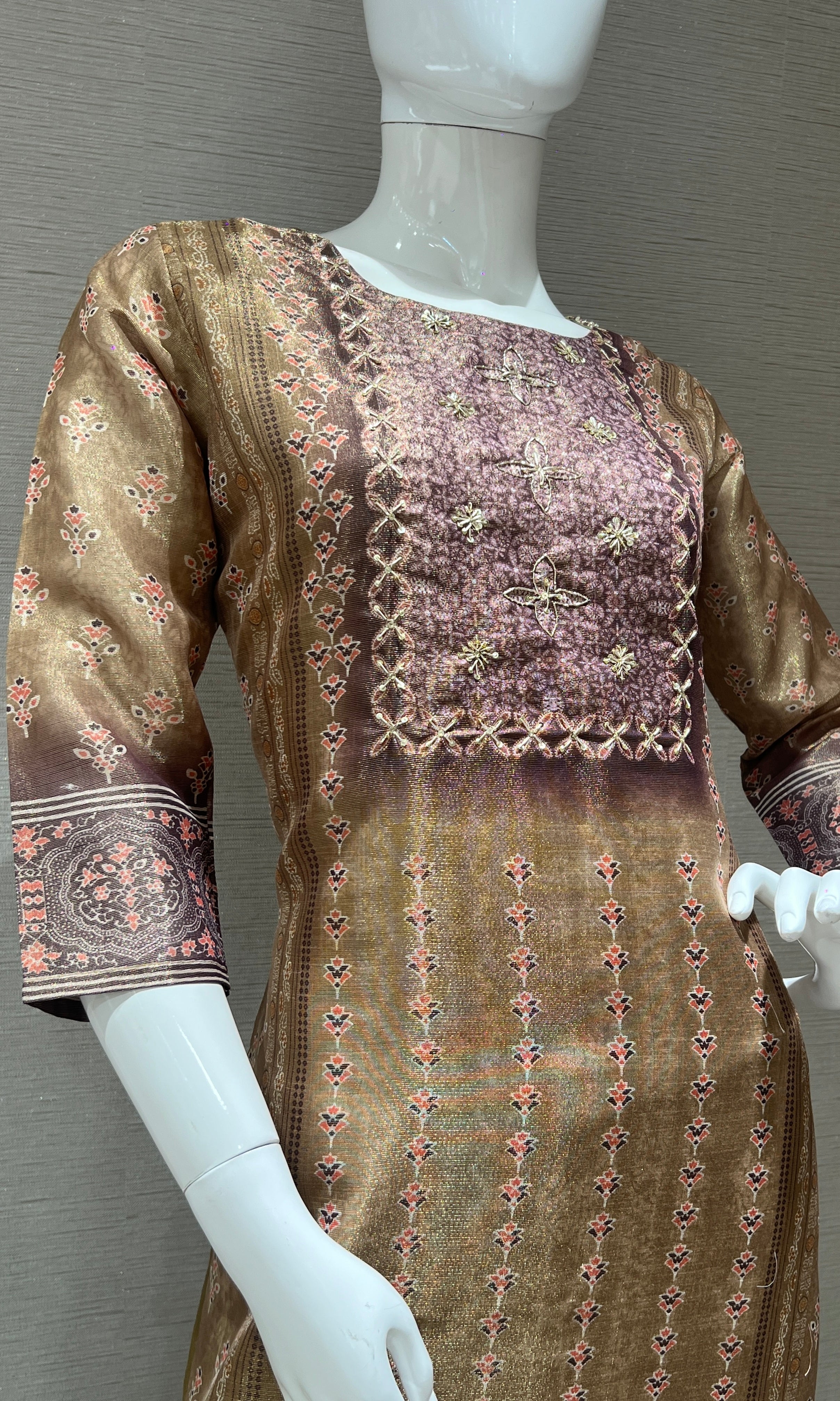 L brown kurta set