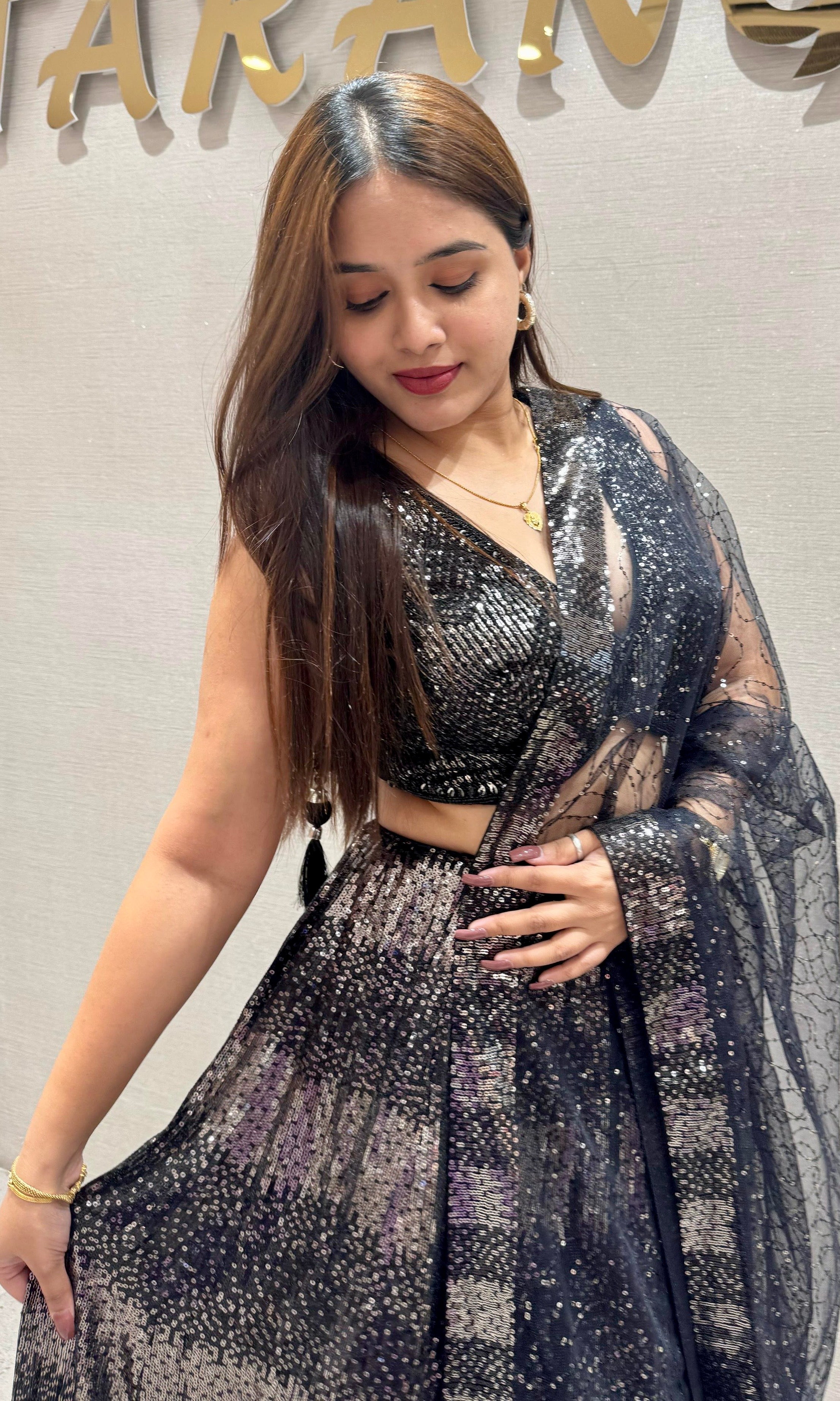 Stardust Noir – Sequin Dream Lehenga