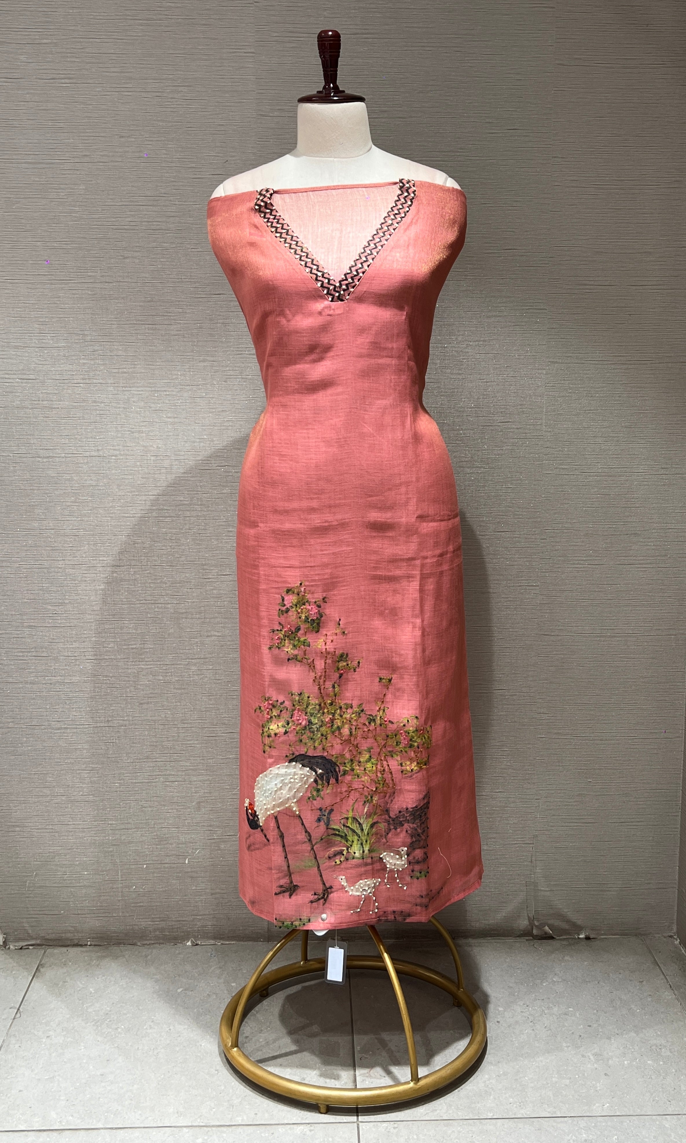 Peach dress material