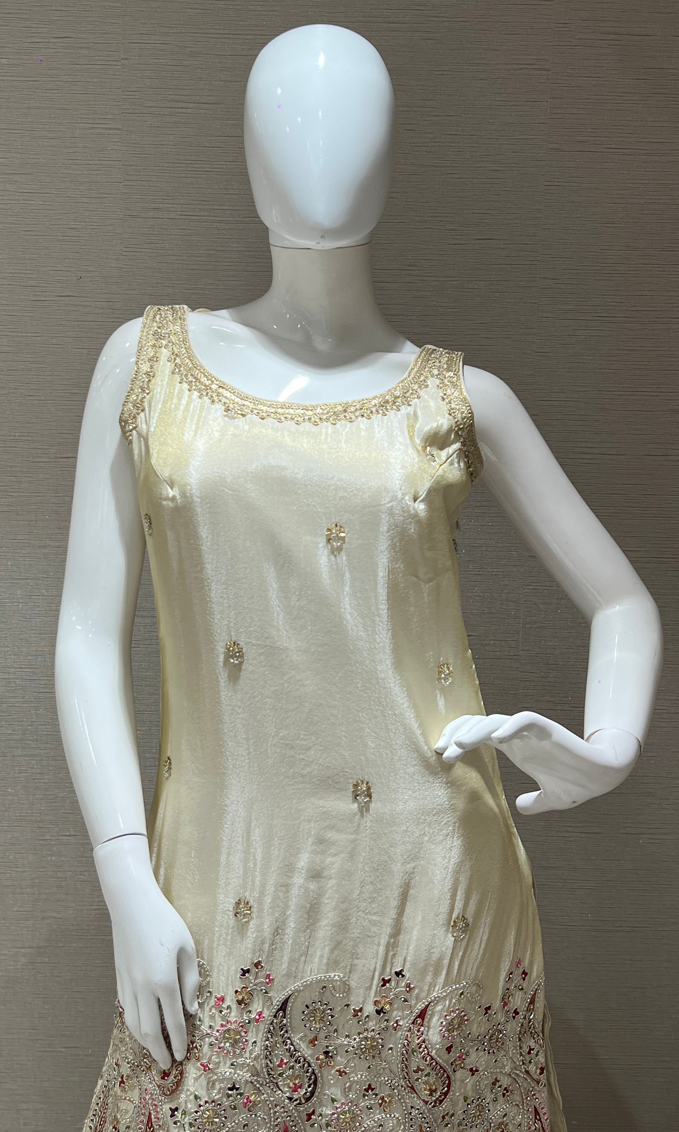 Ivory white shimmer tissue palazzo
