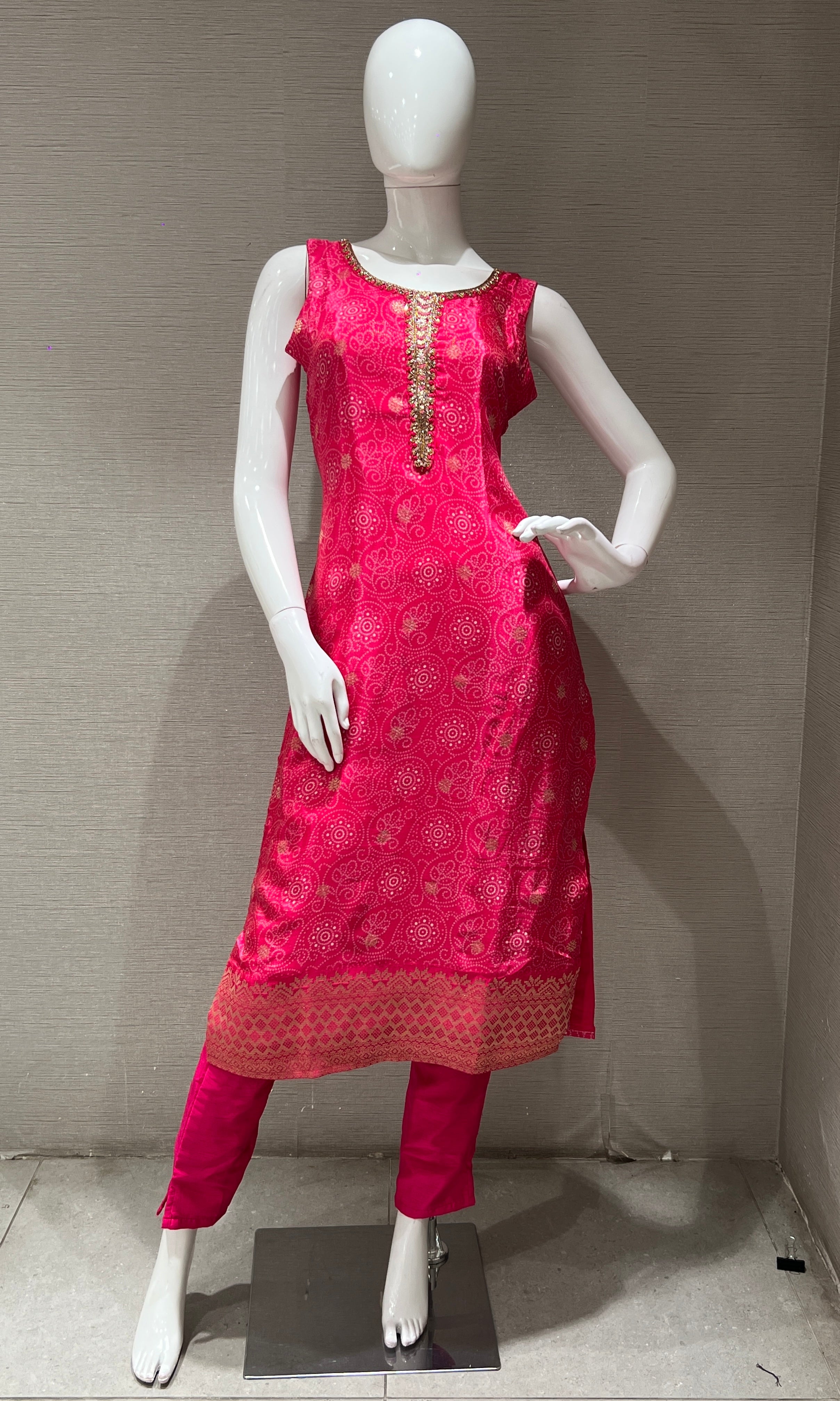Pink and Gold Ethnic Kurta Set