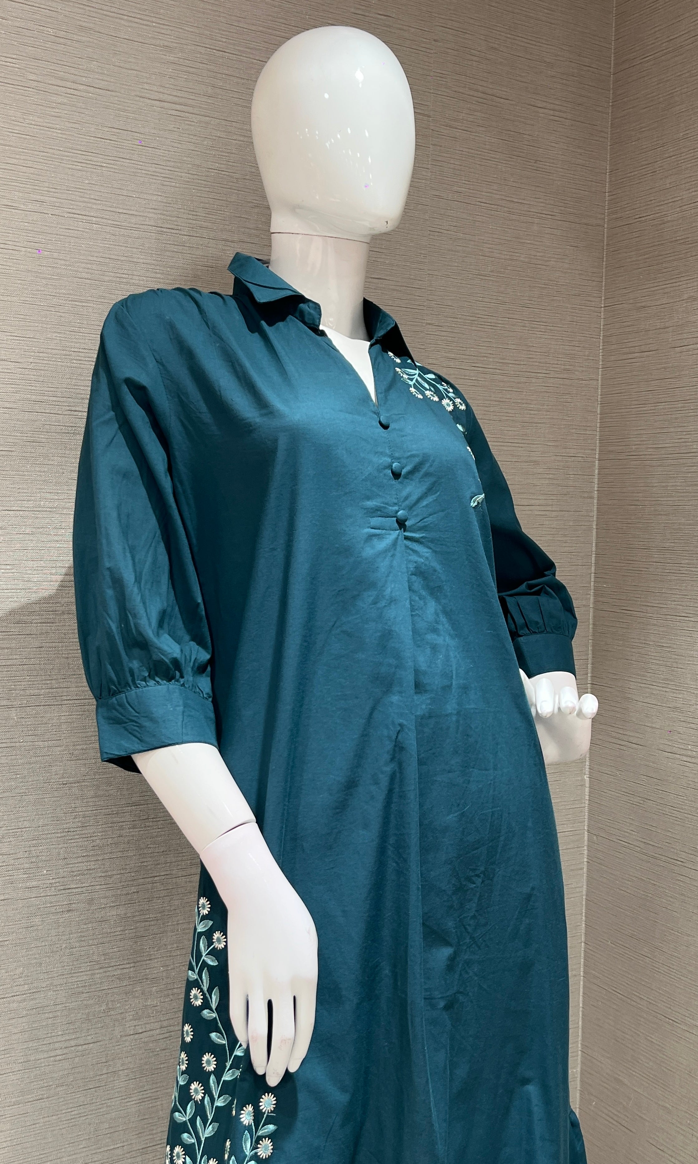 Green FLORAL RUFFLE KURTI TOP