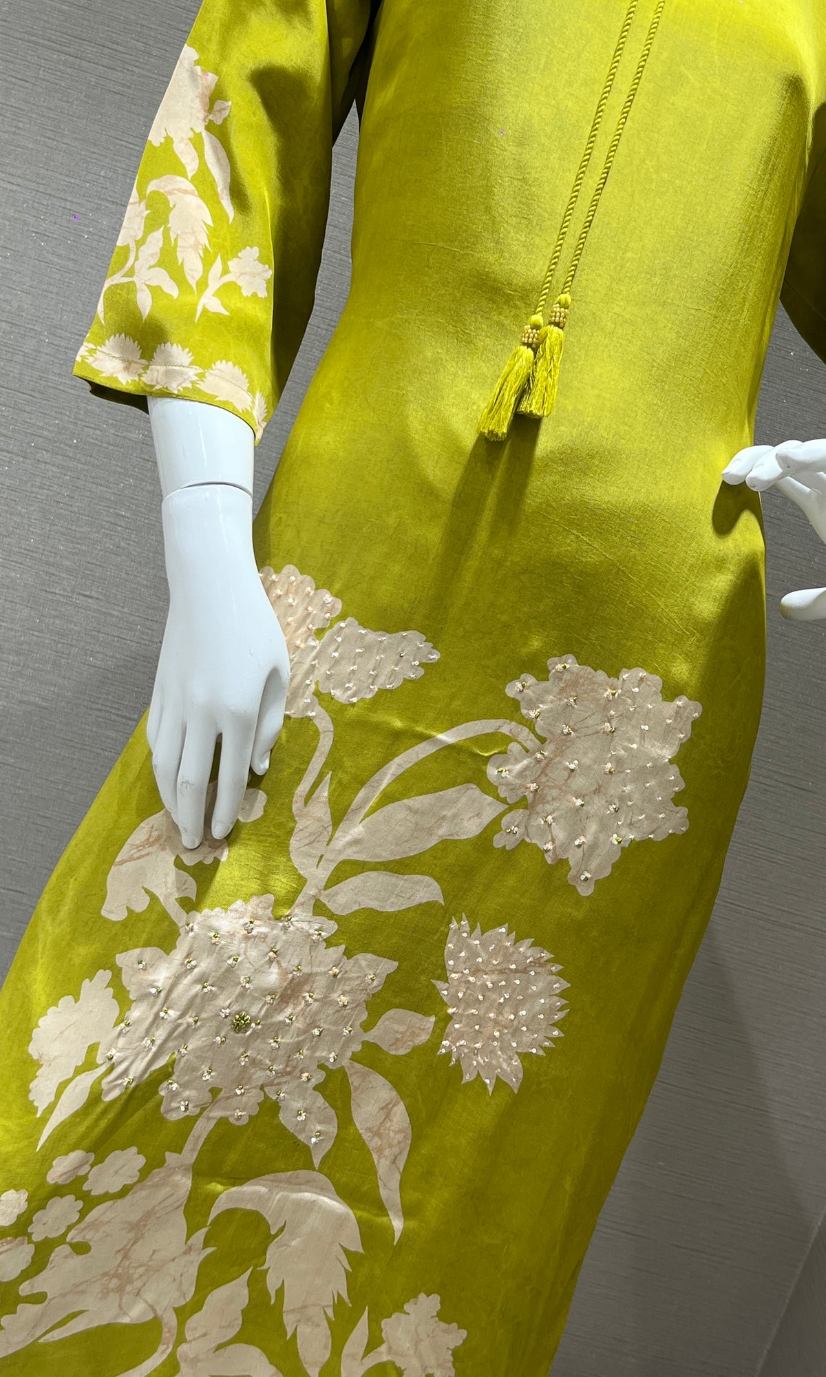 Olive Green Floral Kurti top