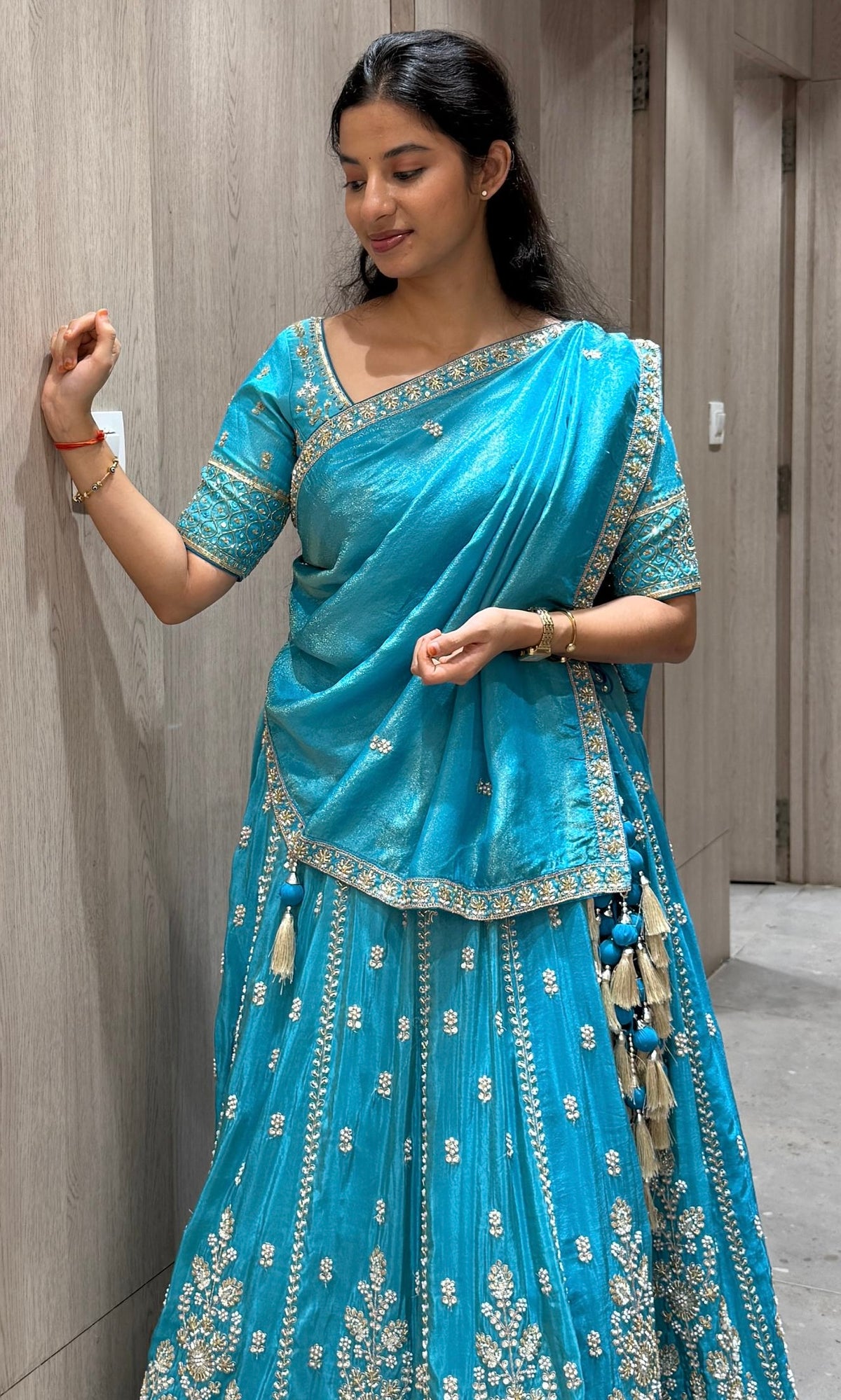 Blue Lehenga with zari wok Embroidery