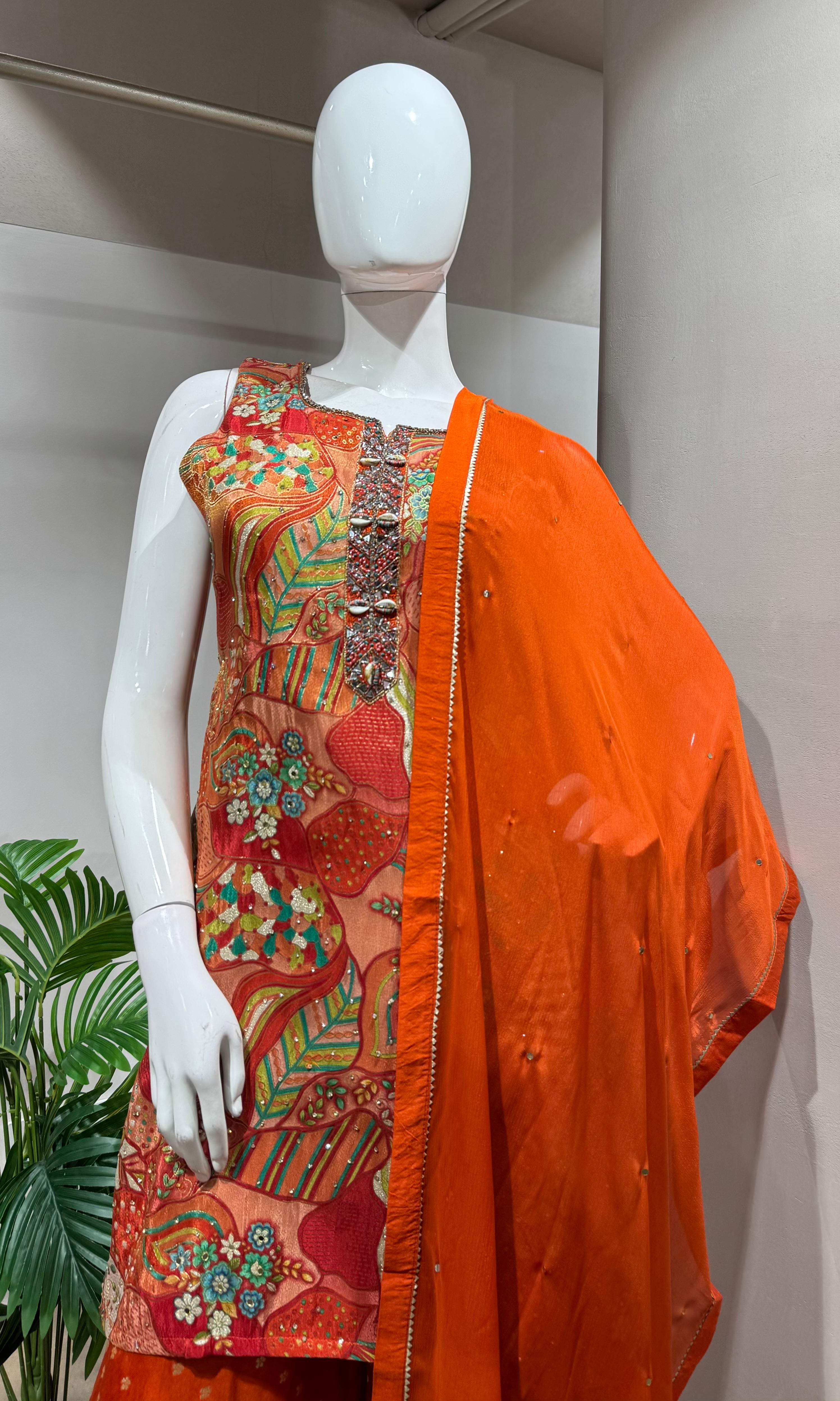 RUST Floral Printed sharara set