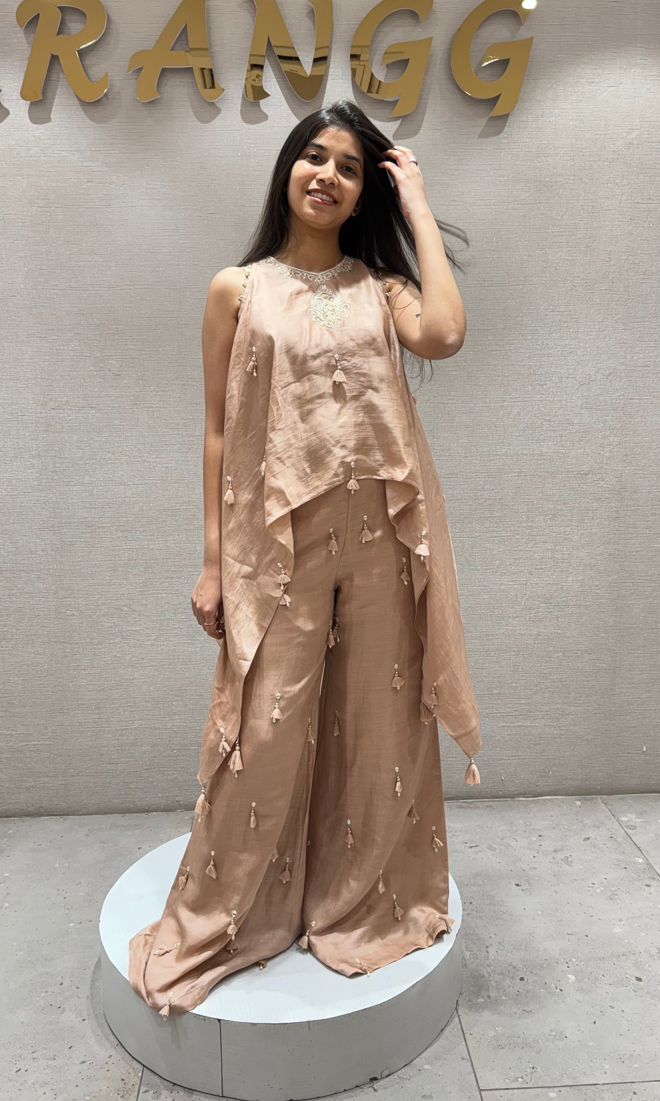 PEACH Embroidered PALAZZO Set