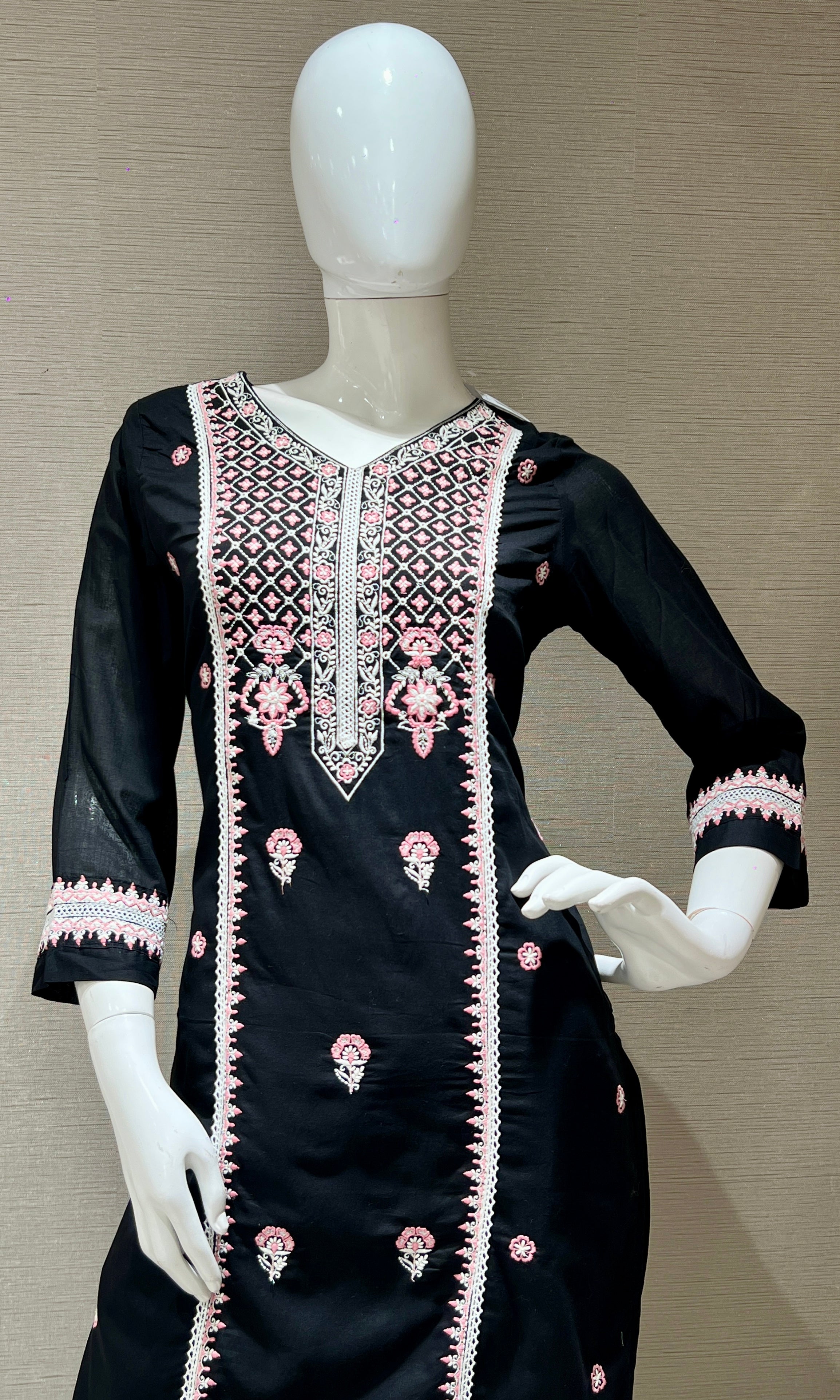 Black Embroidered Kurta Set with Dupatta