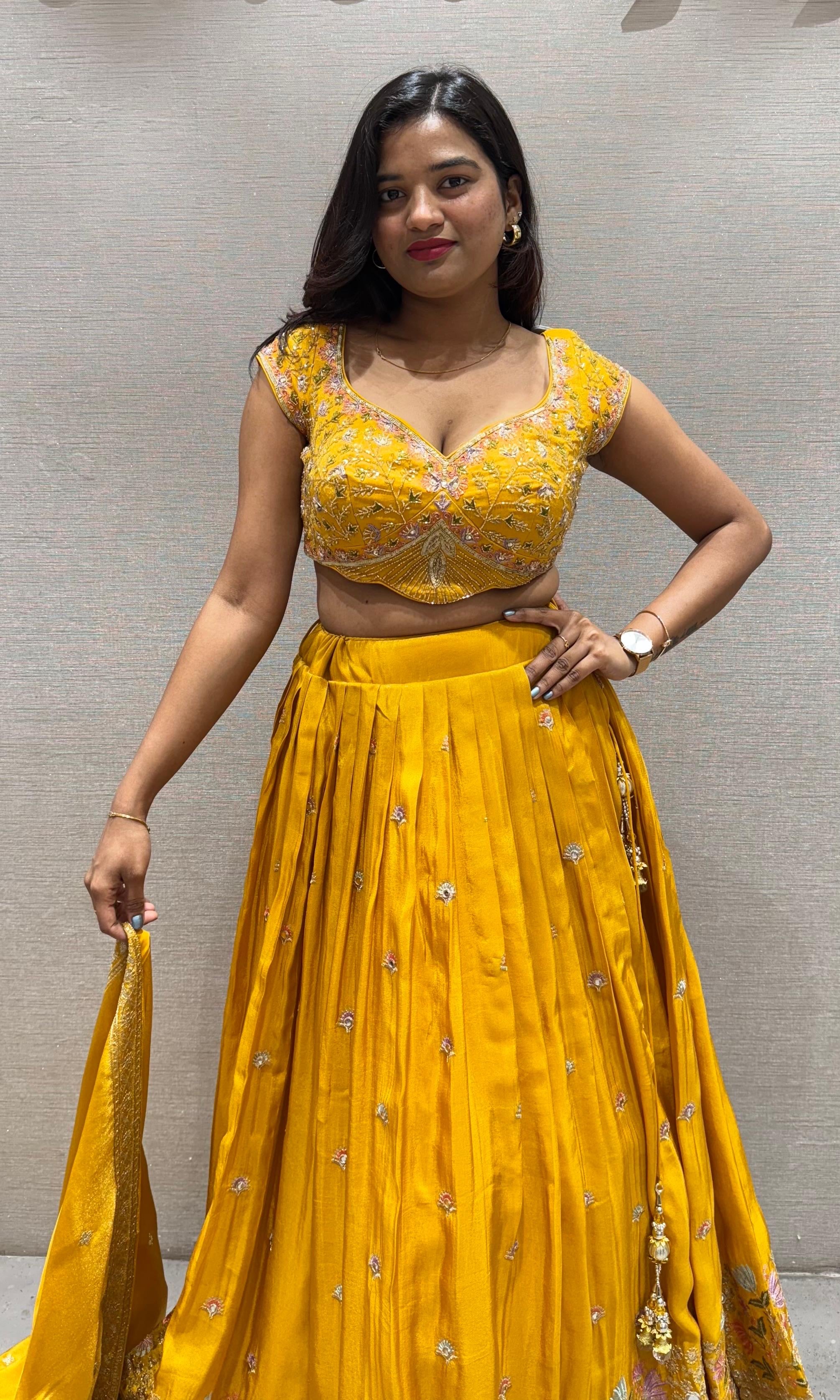 Yellow GOLDEN FLORAL Lehenga